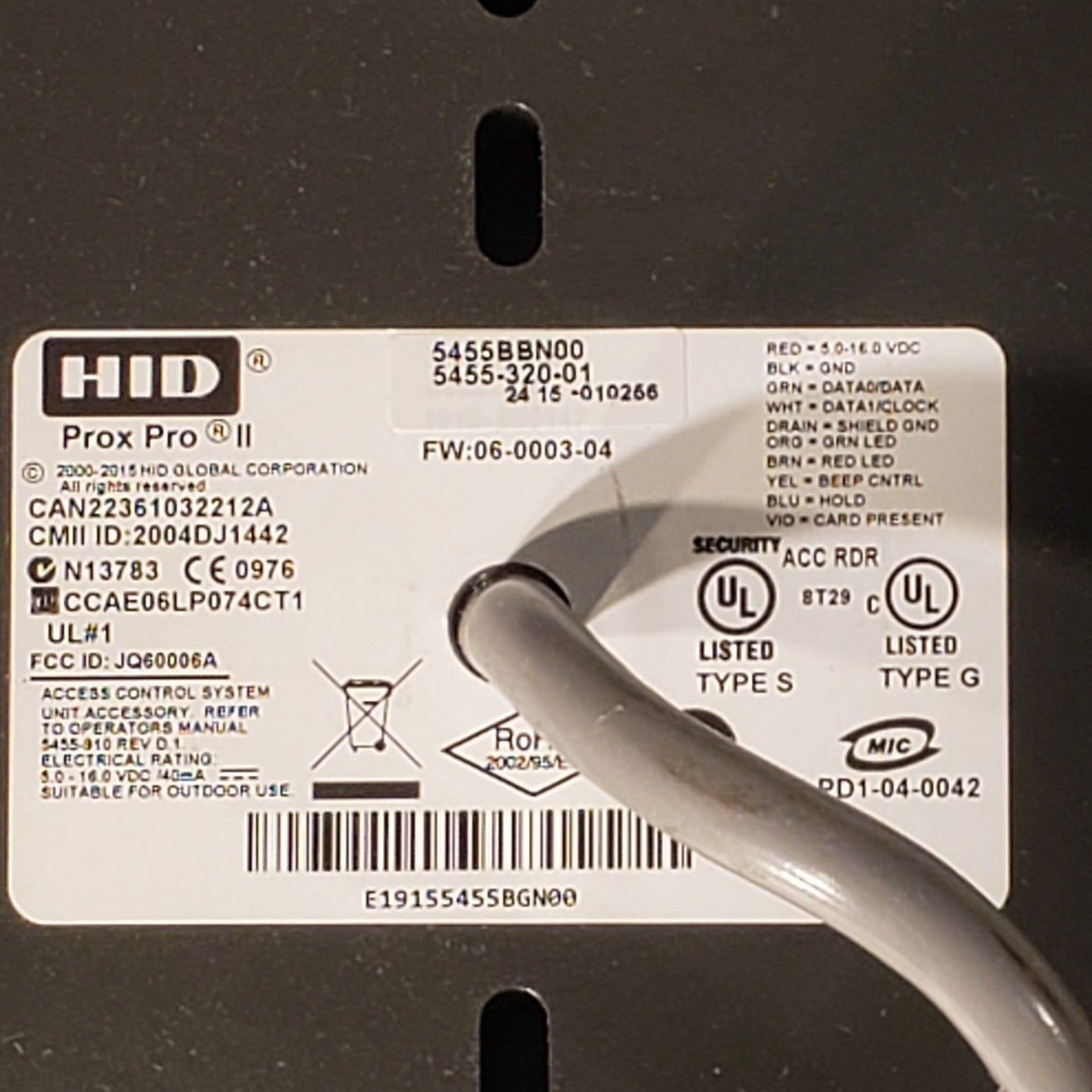 HID ProxPro II 5455 BBN Wall Switch Proximity Reader CBORD