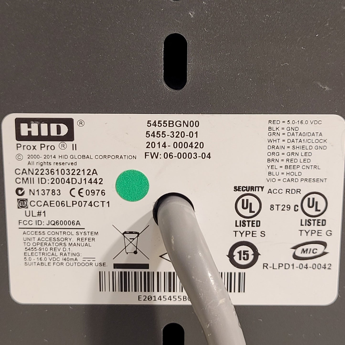 HID ProxPro II 5455 BGN Wall Switch Proximity Reader Black