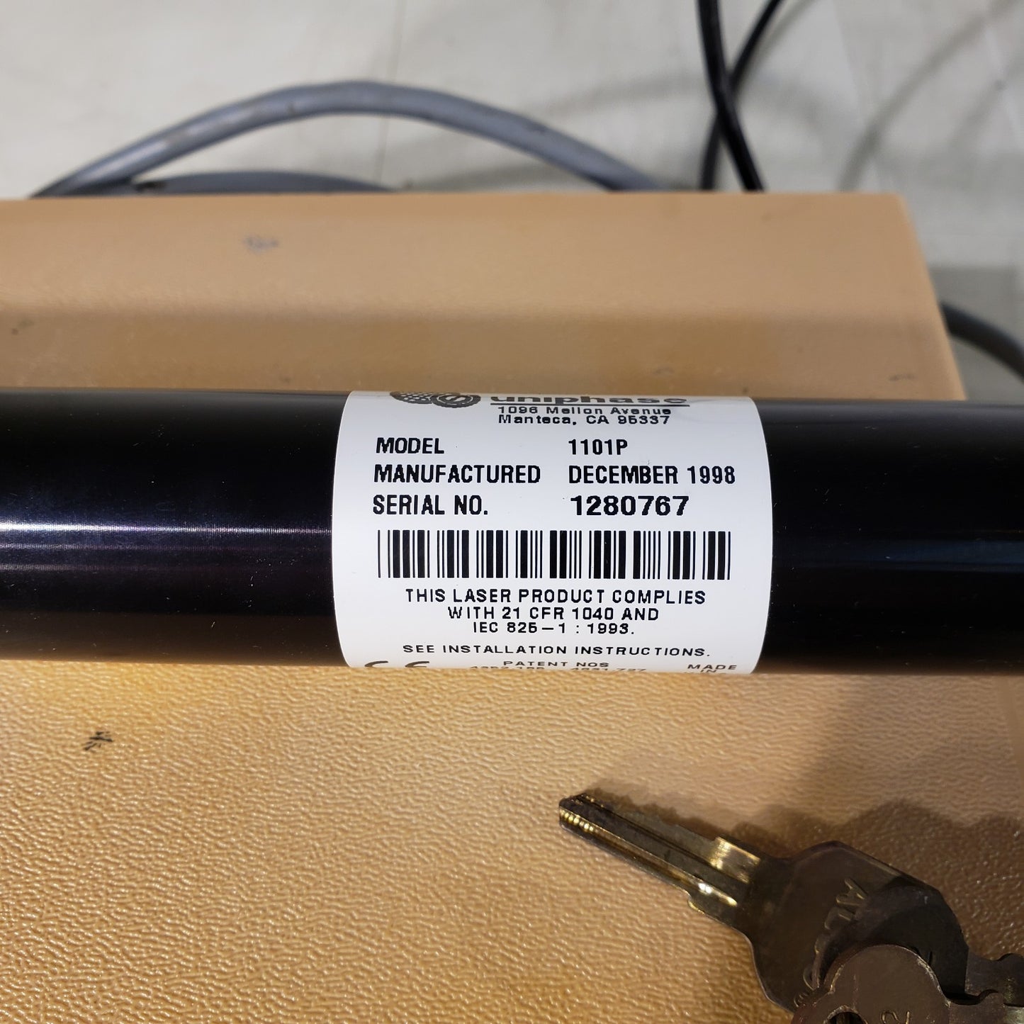 Uniphase Laser And Power Supply 1201-1 Input 115V 0.12A 1101P 633nm 4mW