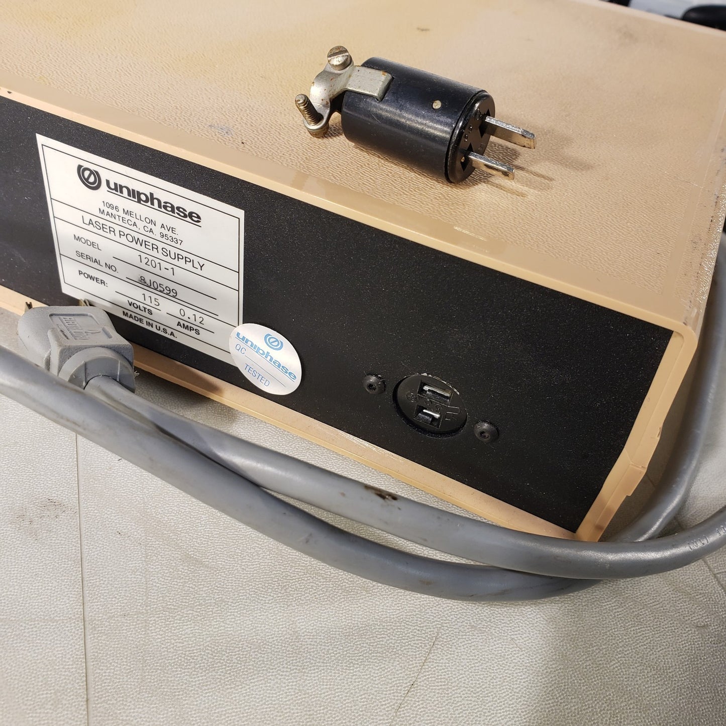 Uniphase Laser And Power Supply 1201-1 Input 115V 0.12A 1101P 633nm 4mW