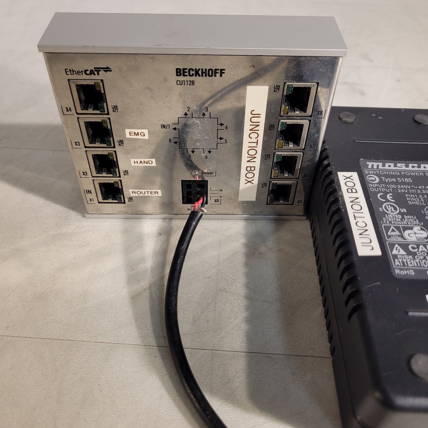 Beckhoff CU1128 8-port Ethercat Hub Ethernet Powered Junction Box w Power Supply