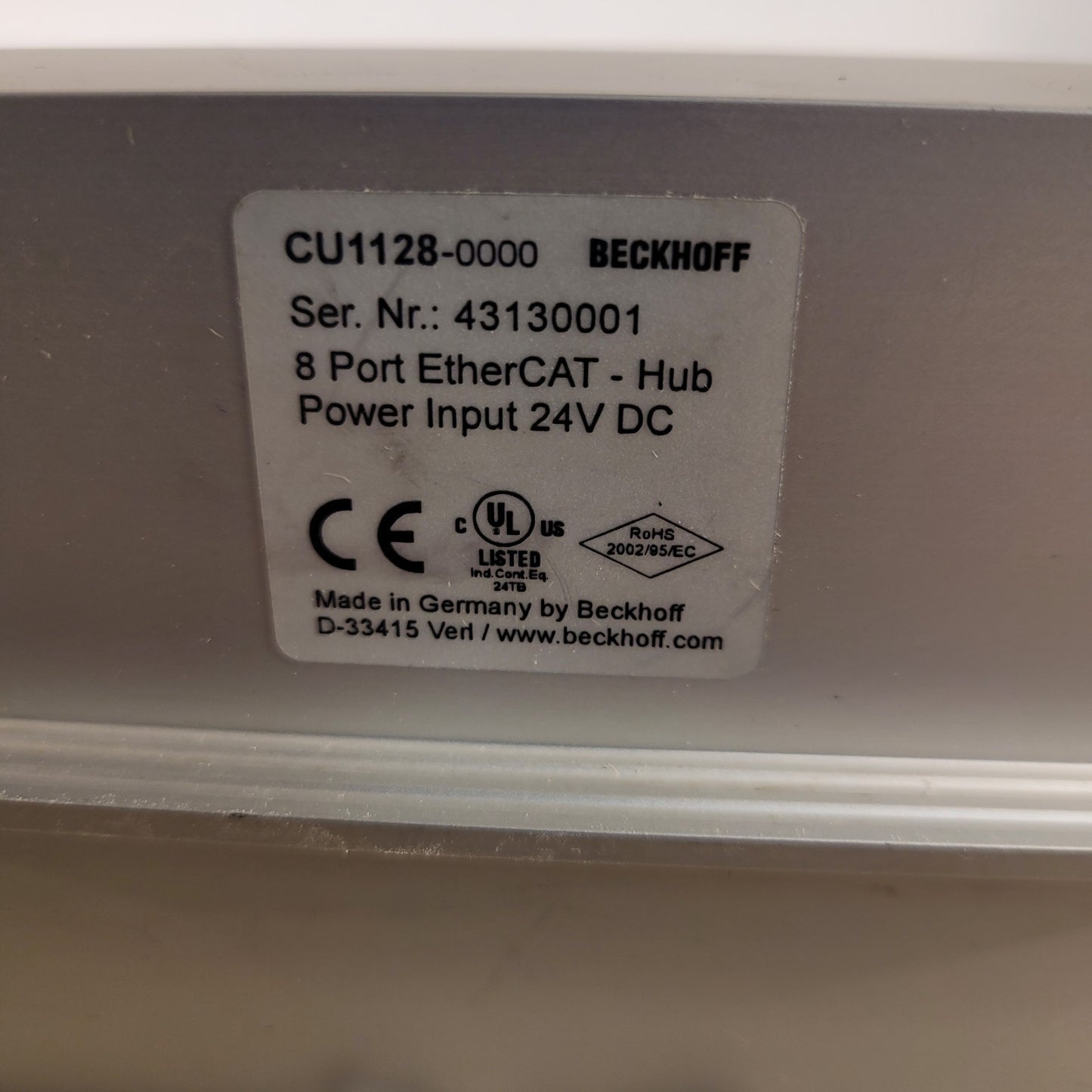 Beckhoff CU1128 8-port Ethercat Hub Ethernet Powered Junction Box w Power Supply
