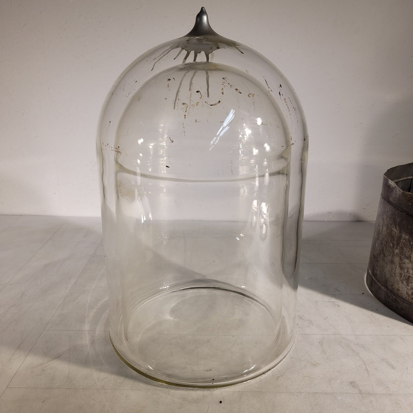 Large Double Walled Glass Dewar Vessel Jar 14L 12"OD 9.75"ID 16.25" Max Depth