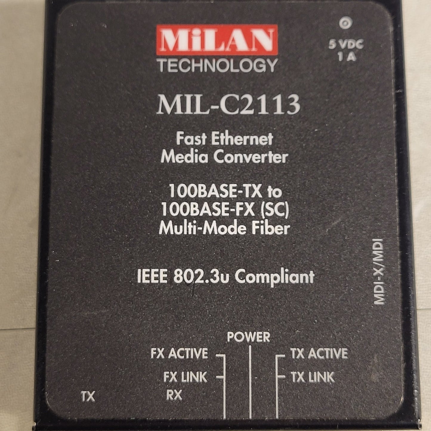 Milan Tech MIL-C2113 Fast Ethernet Media Converter 100Base-TX to 100Base-FX