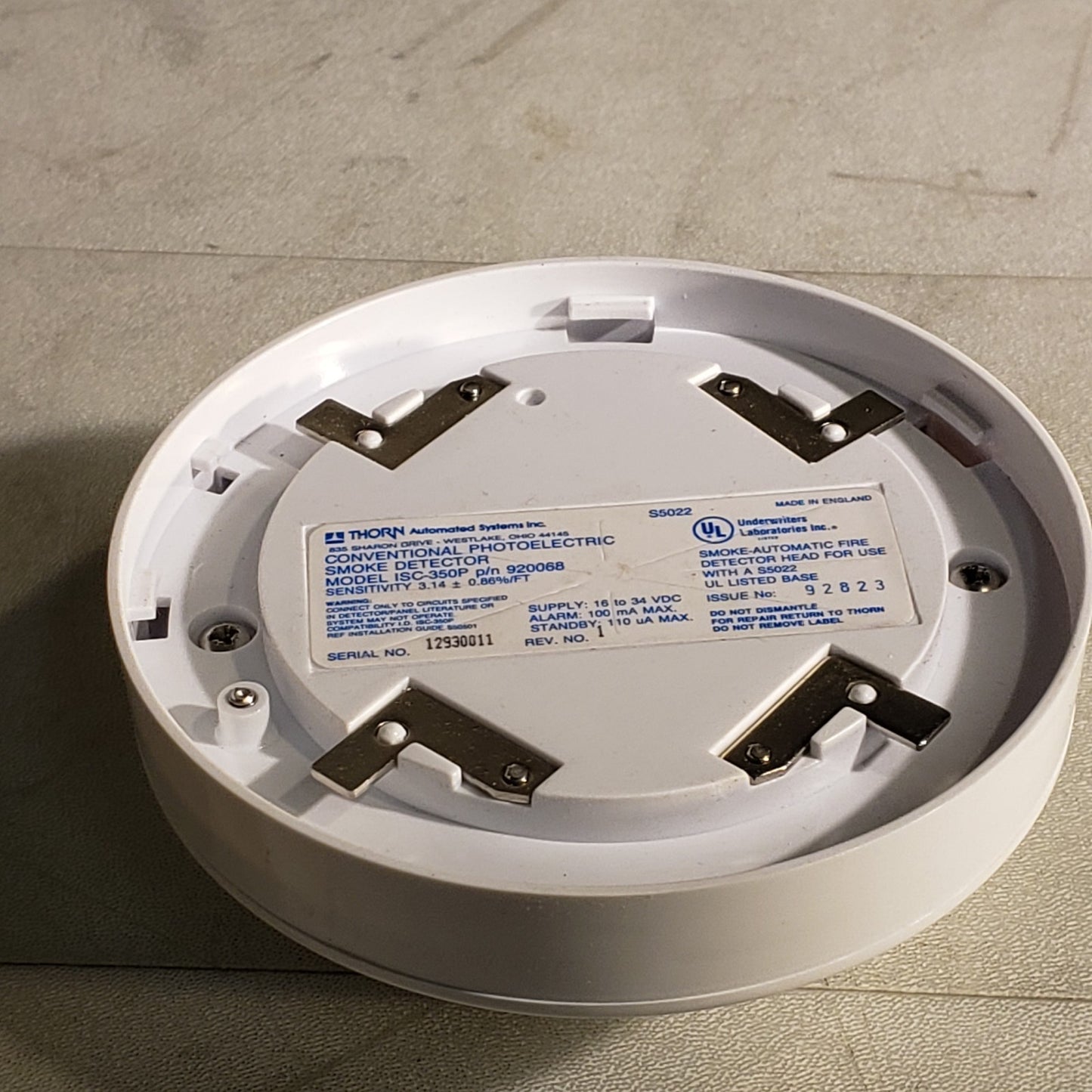 Thorn ISC-350P Conventional Photoelectric Smoke Detector 920068