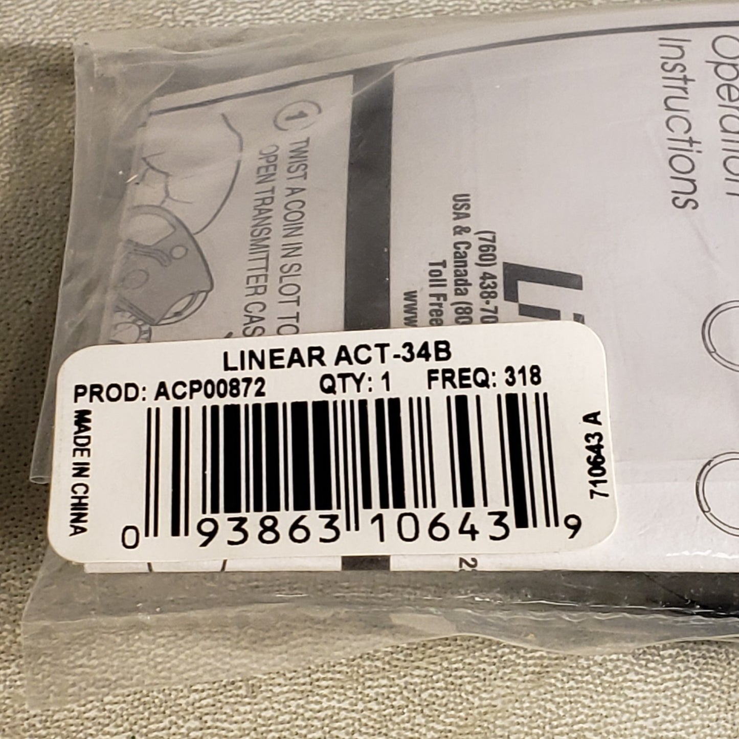 Keri Linear ACT-34B 4-Channel Block Coded Key Ring Transmitter Programable Fob