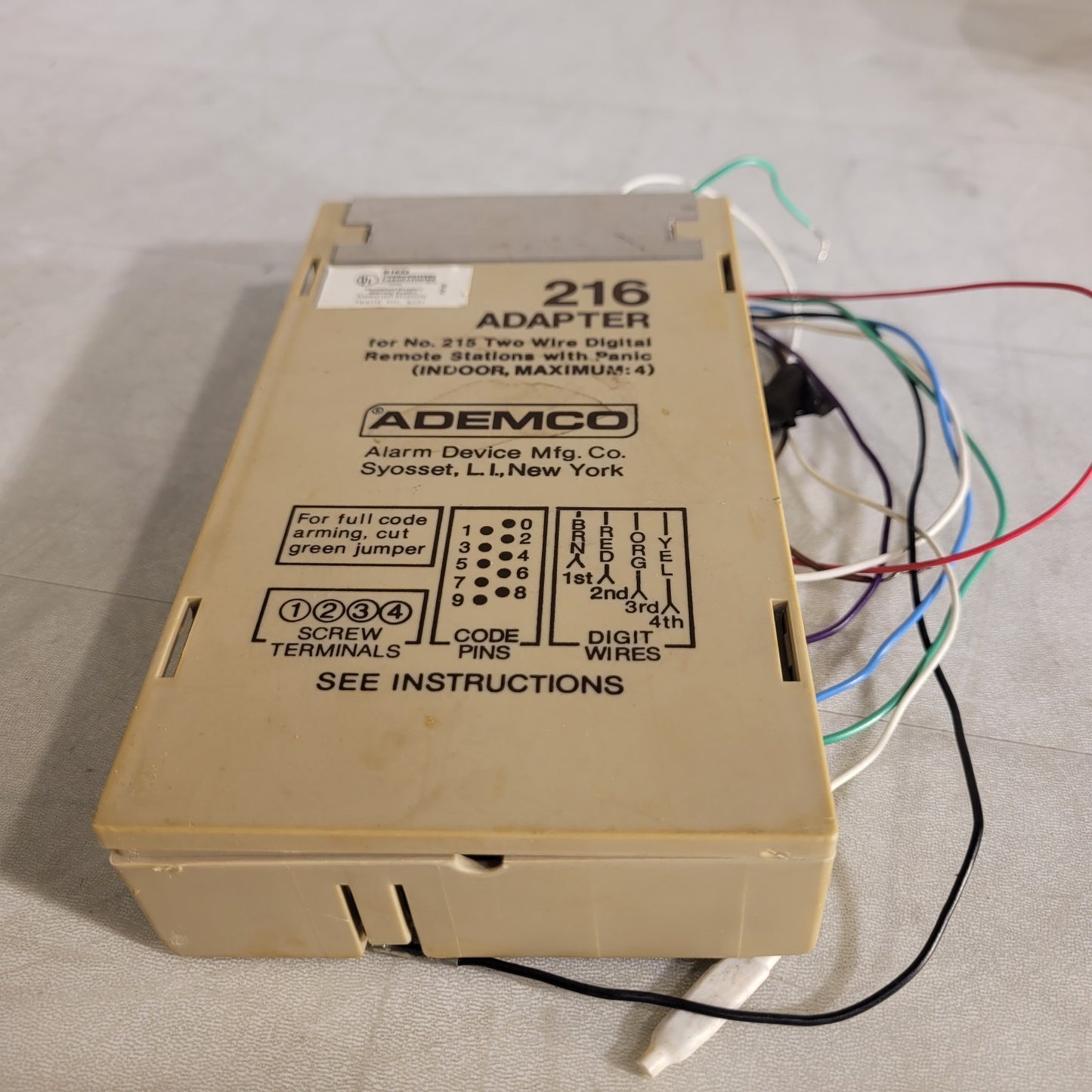 Vintage Ademco 216 Adapter For 215 Two Wire Digital Remote Station With Panic