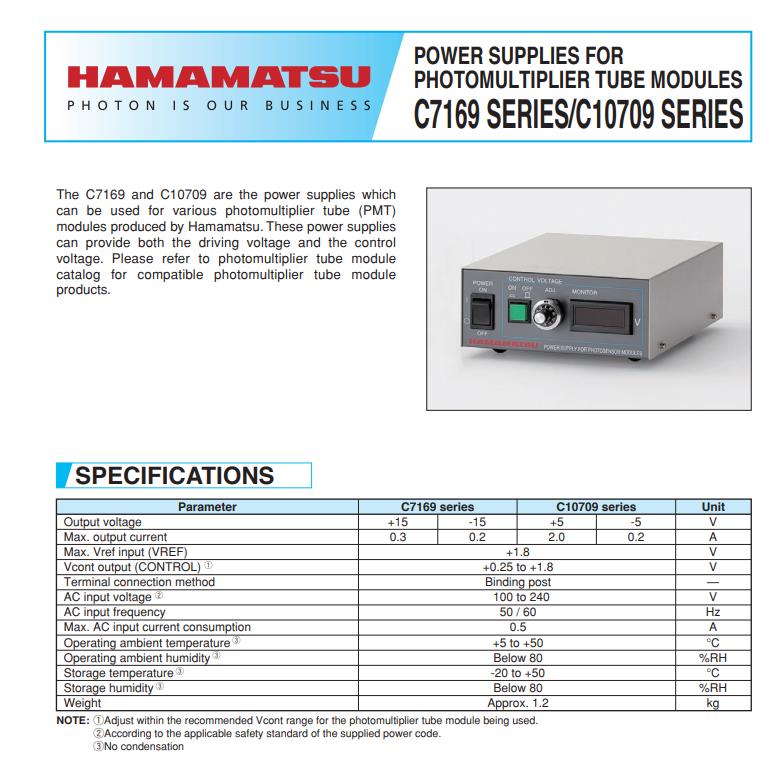 Hamamatsu C10709 Power Supply Unit for Photosensor Photomultiplier Tube Modules