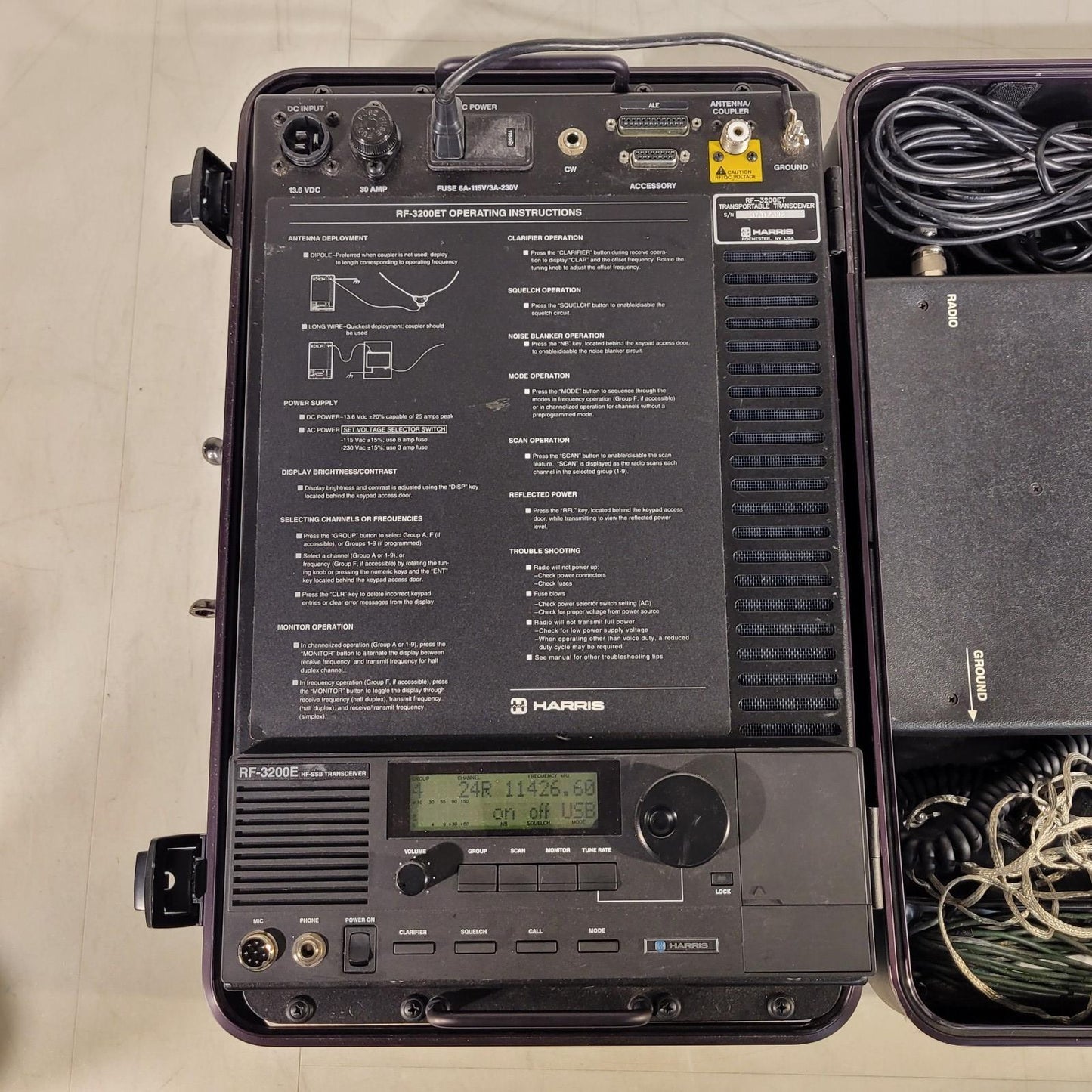 Harris RF-3200E / RF-3200TBP Radio Transceiver w/ Antenna and Battery Pack USB