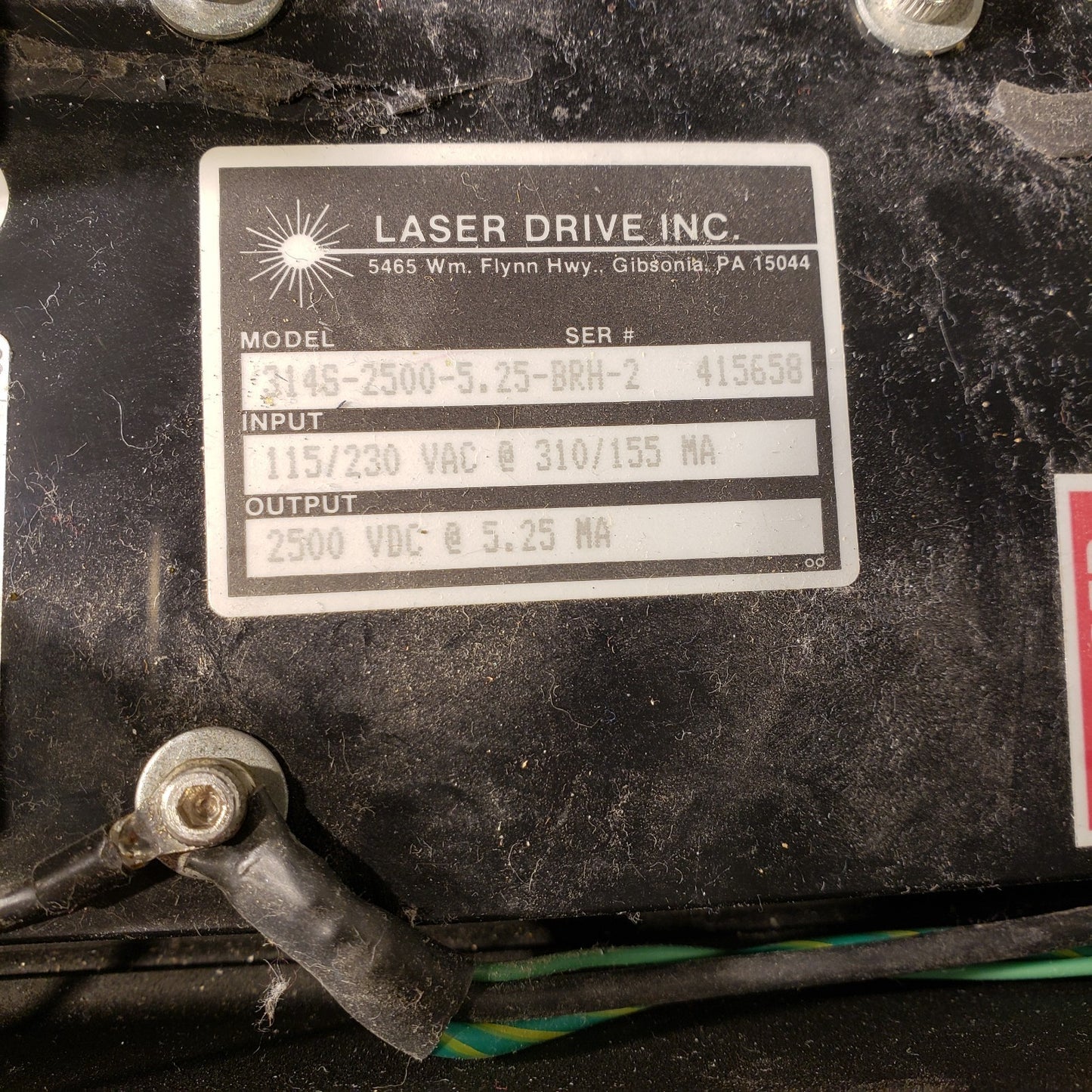 FOR PARTS - Laser Drive Inc Laser And Power Supply No Key 314S-2500-5.25-BRH-2