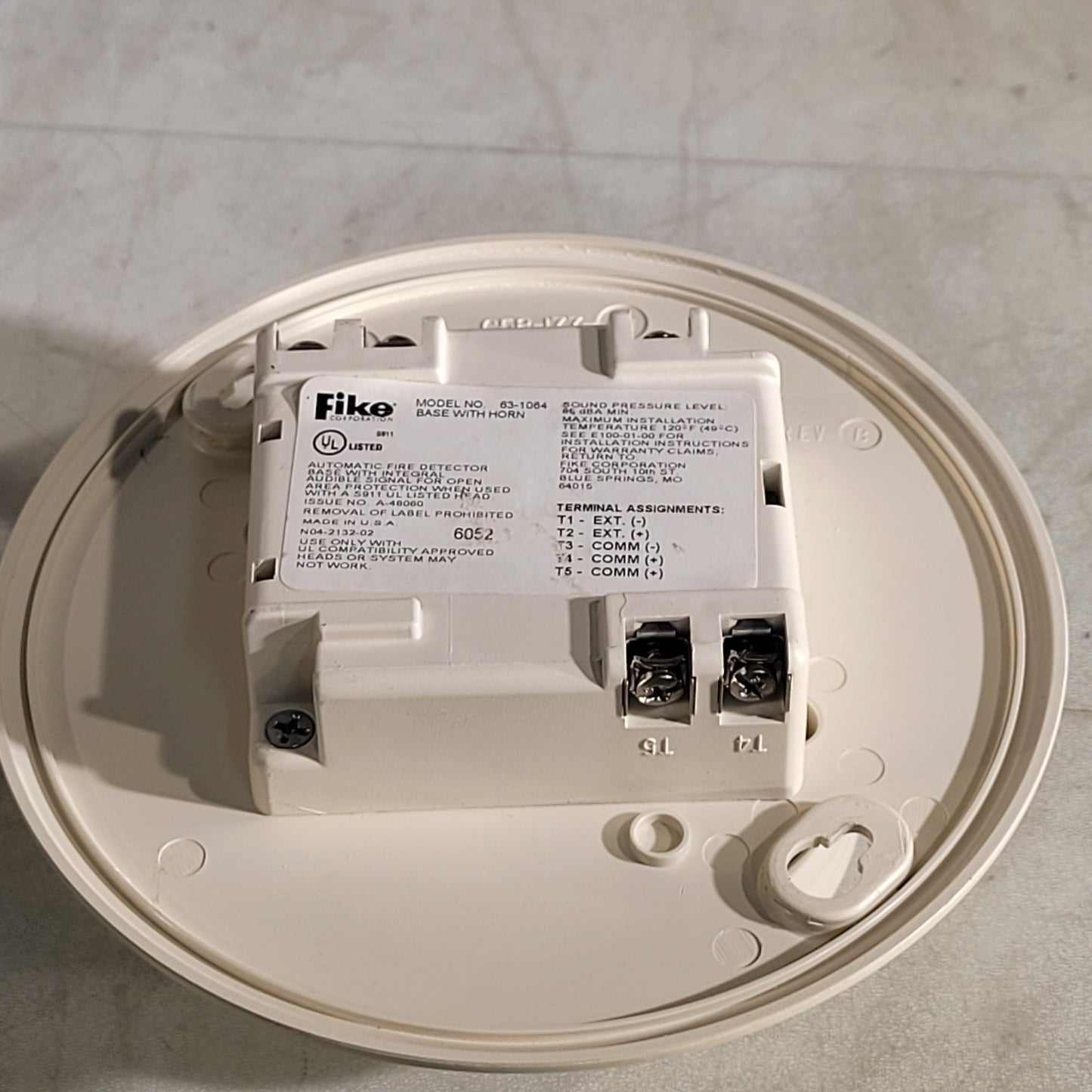 Fike 63-1064 Automatic Fire Detector with Horn 85dBA Min