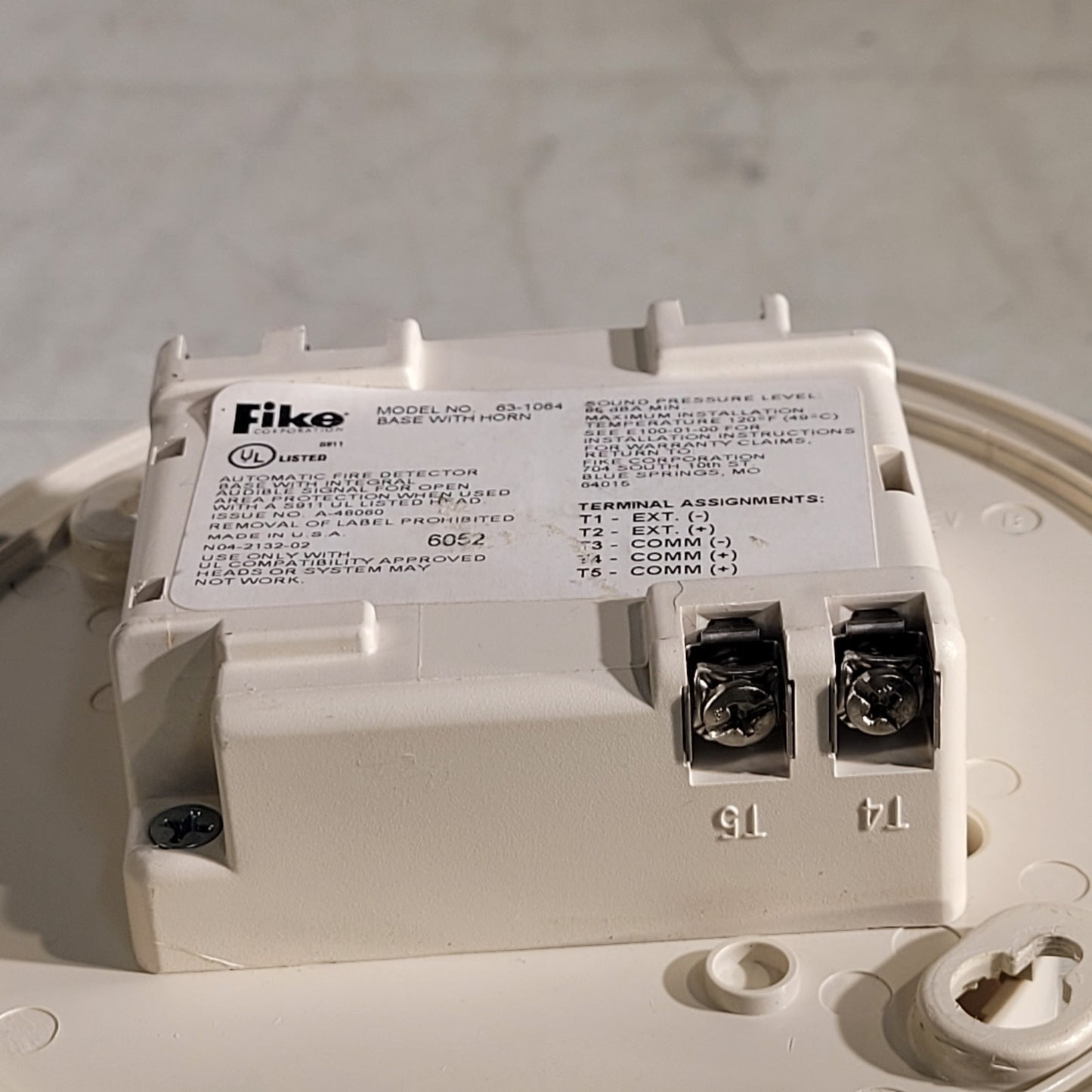 Fike 63-1064 Automatic Fire Detector with Horn 85dBA Min