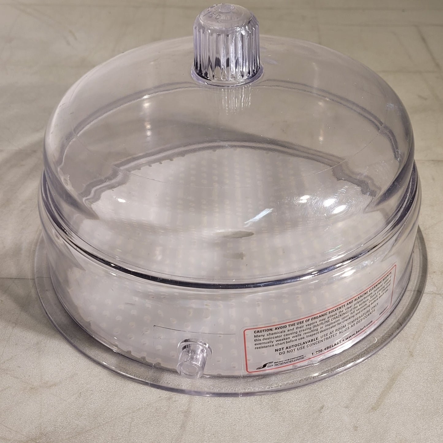 Bel-Art Space-Saver Polycarbonate Vacuum Desiccator Clear Lid SP Scienceware 9"