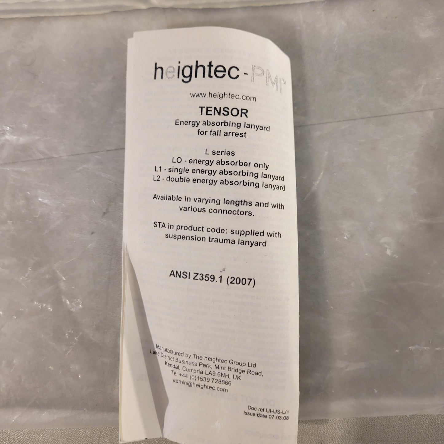 Heightec -PMI Tensor Energy Absorber LOHR 100kg/220lb Capacity Hook & Ring