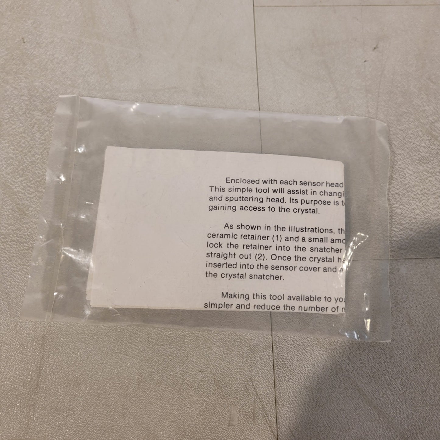 Inficon Leybold-Heraeus Crystal Snatcher 5/16 Max Crystal Diameter 2 3/4" Length