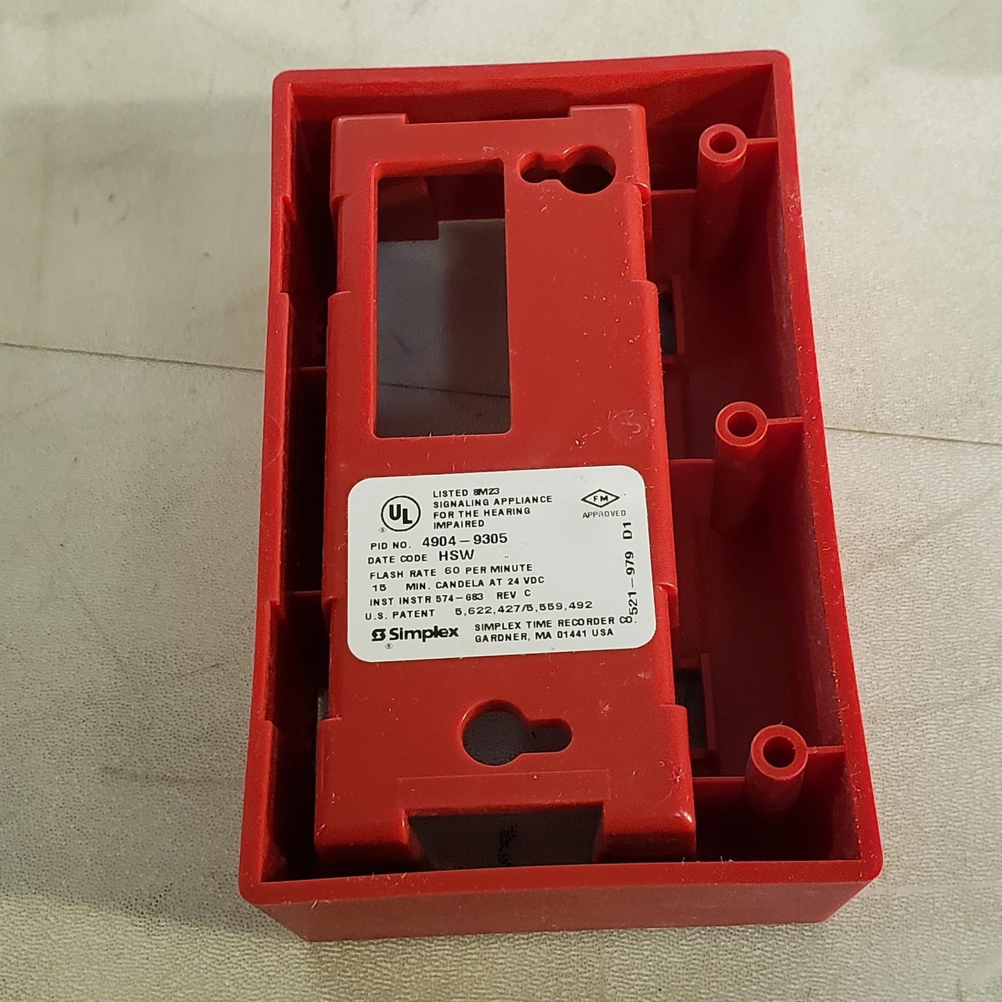 Simplex 4904 Fire Simplex 4904-9305 Strobe Light Box