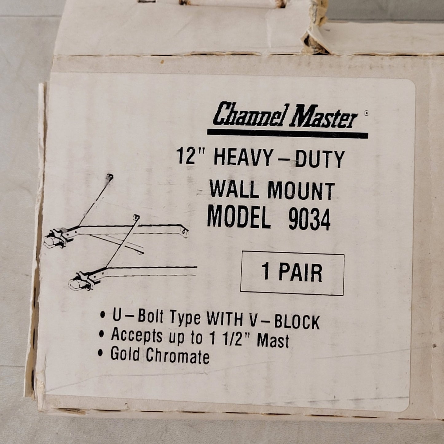 Channel Master 9034 12" Heavy Duty Wallmount Gold Chromate for up to 1-1/2" Mast