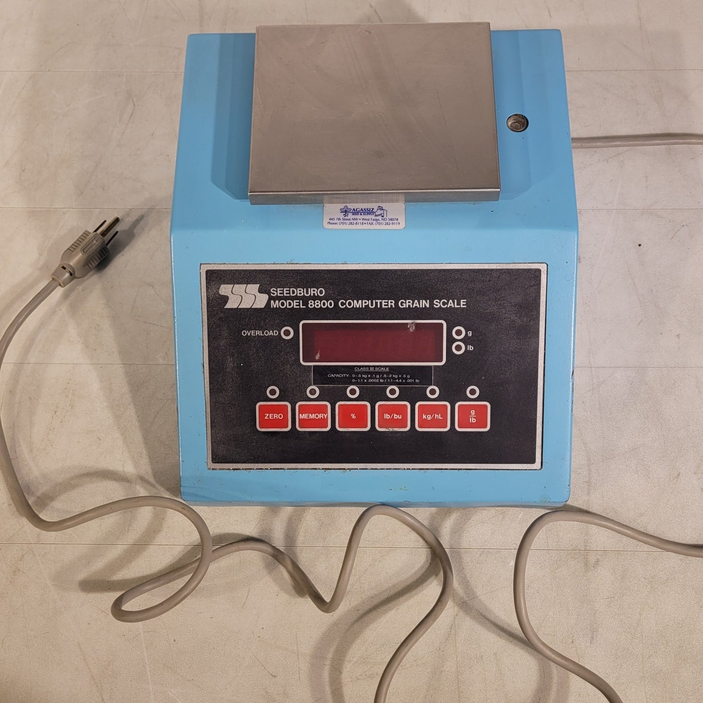 Seedburo 8800 Computer Grain Scale Balance Grams And IB Measure Electronic Weigh
