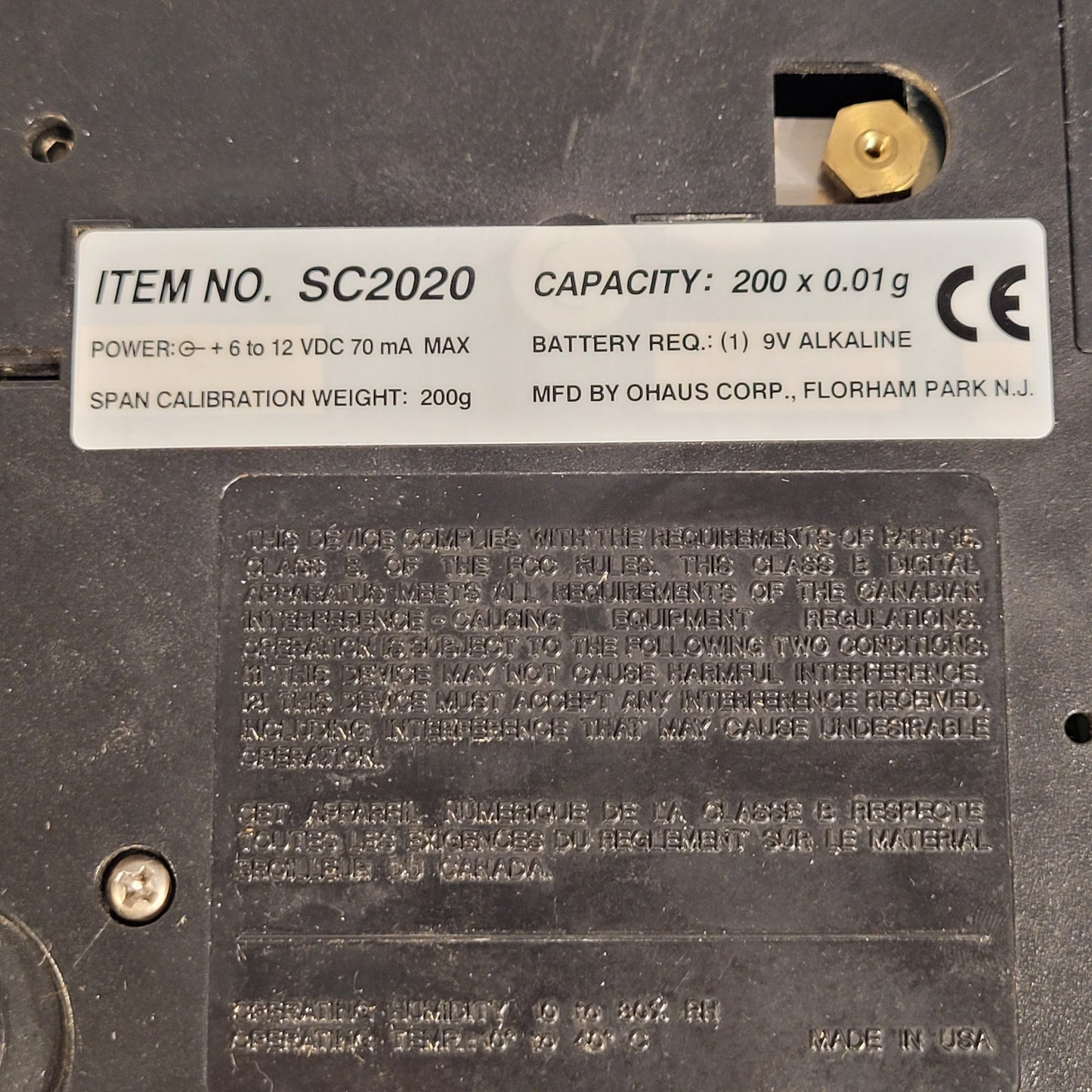 Ohaus Scout Digital Balance SC2020 200 x 0.01g 200g with Power Supply