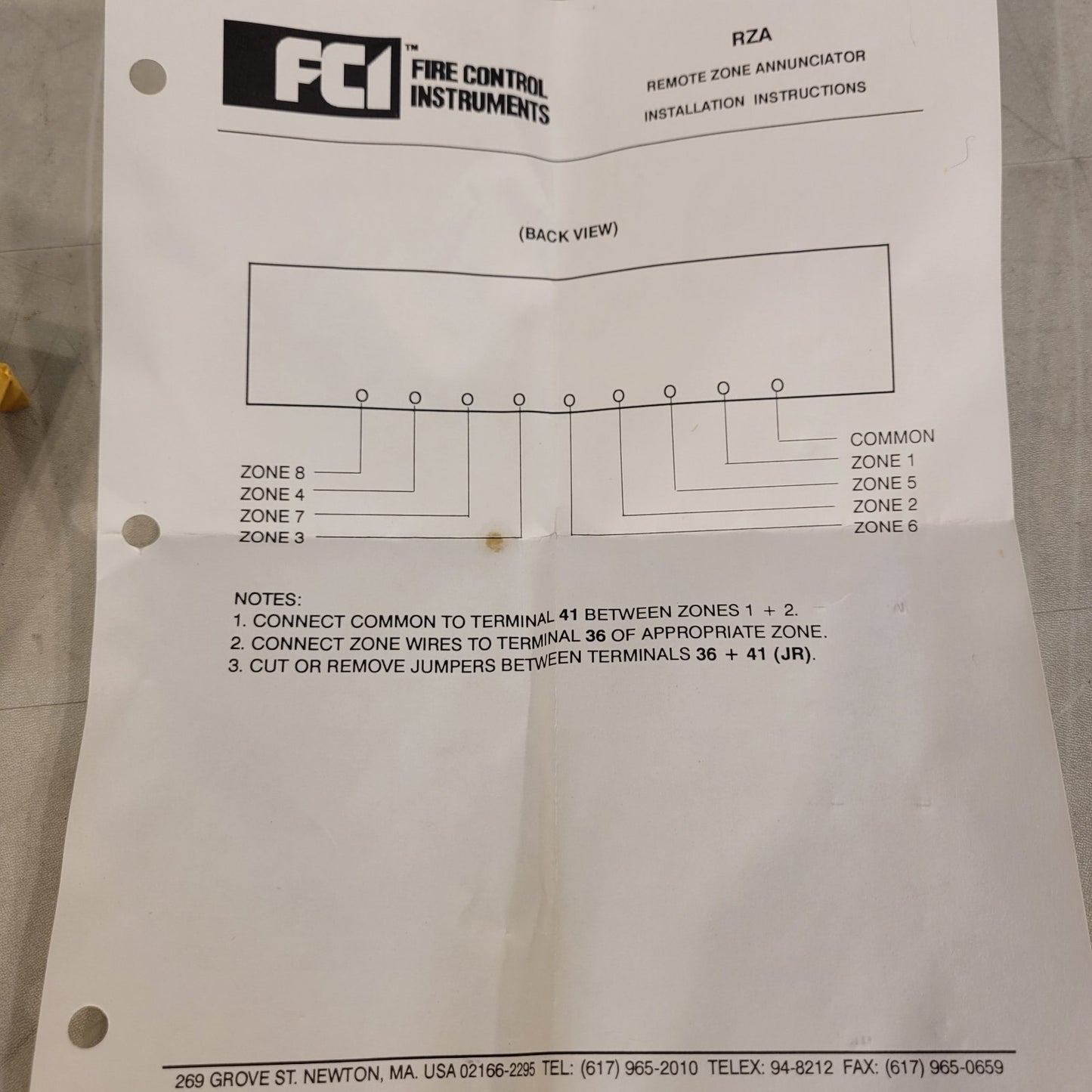 FCI RZA8 Fire Alarm Annunciator 1100-0516 New Open Box 8-channel