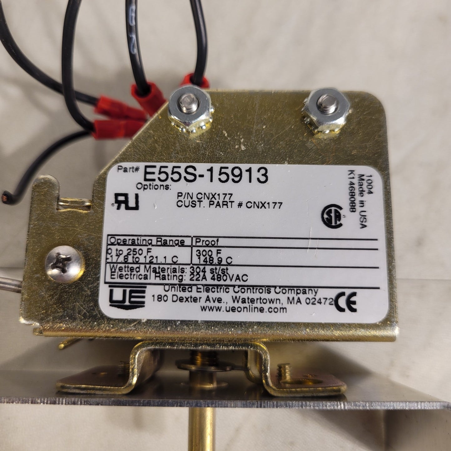 For Parts- United Electric Controls E55S-15913 Temperature Switch, 0-250° F
