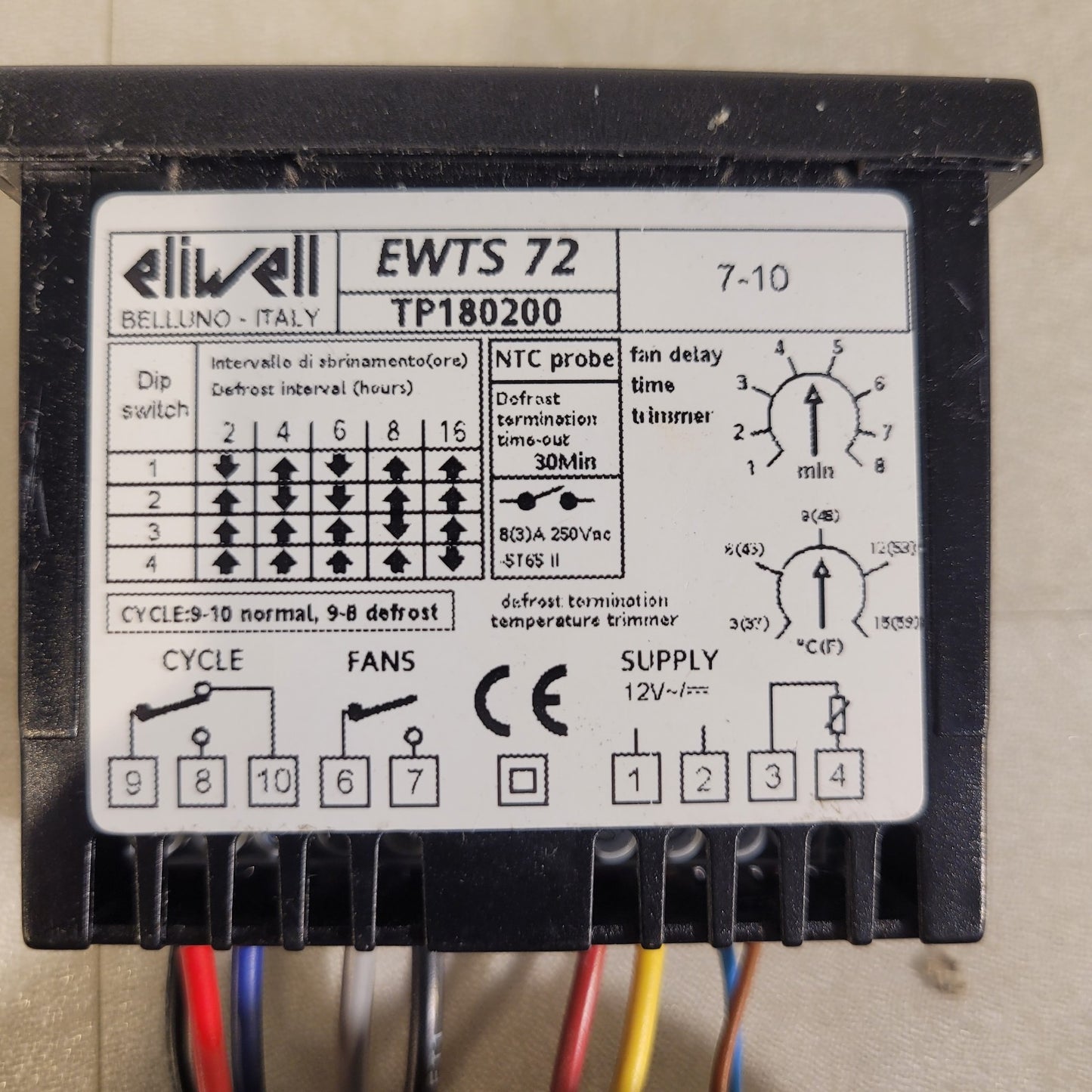 ELIWELL EWTS-72 NTC Defrost Timer EWTS72 2-16 Hours Fan Delay Timer