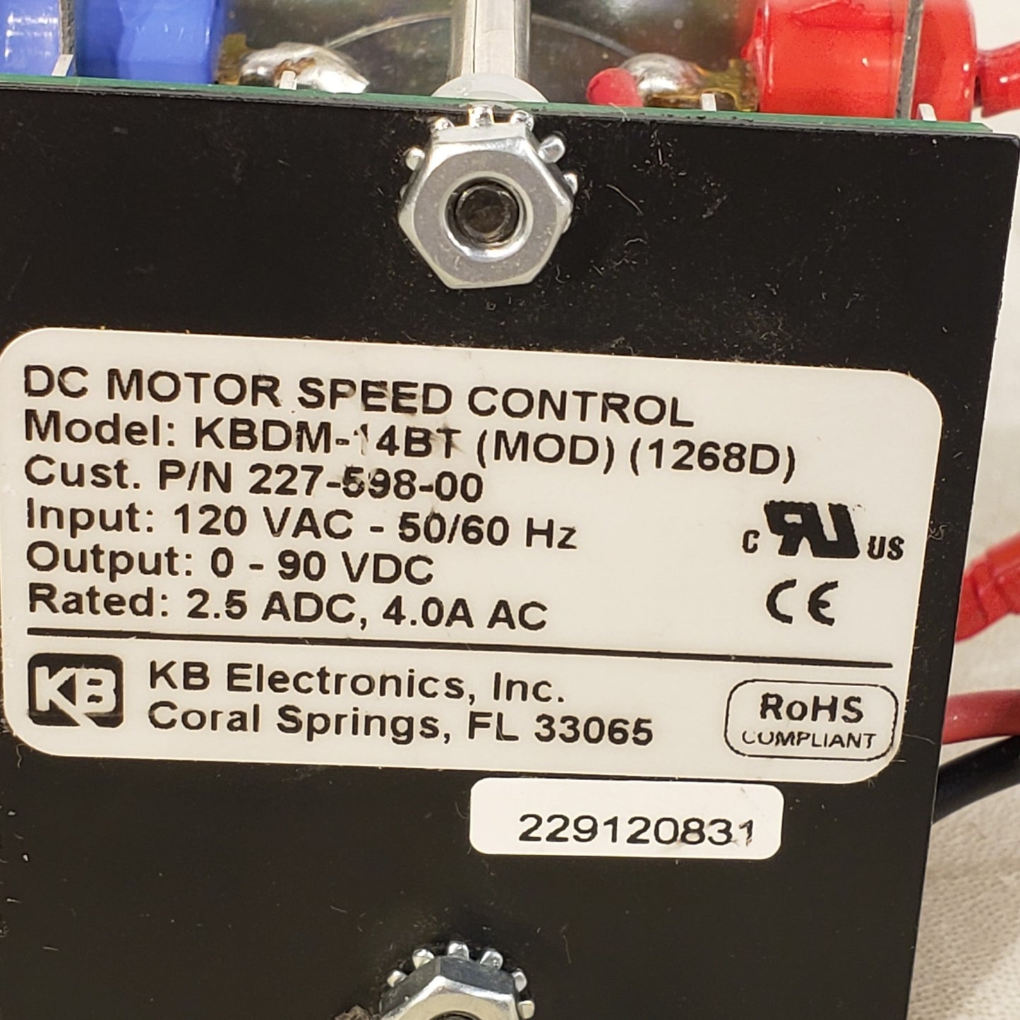 KB Electronics KBDM-14BT(MOD)(1268D) DC Motor Speed Controller Drive 120VAC