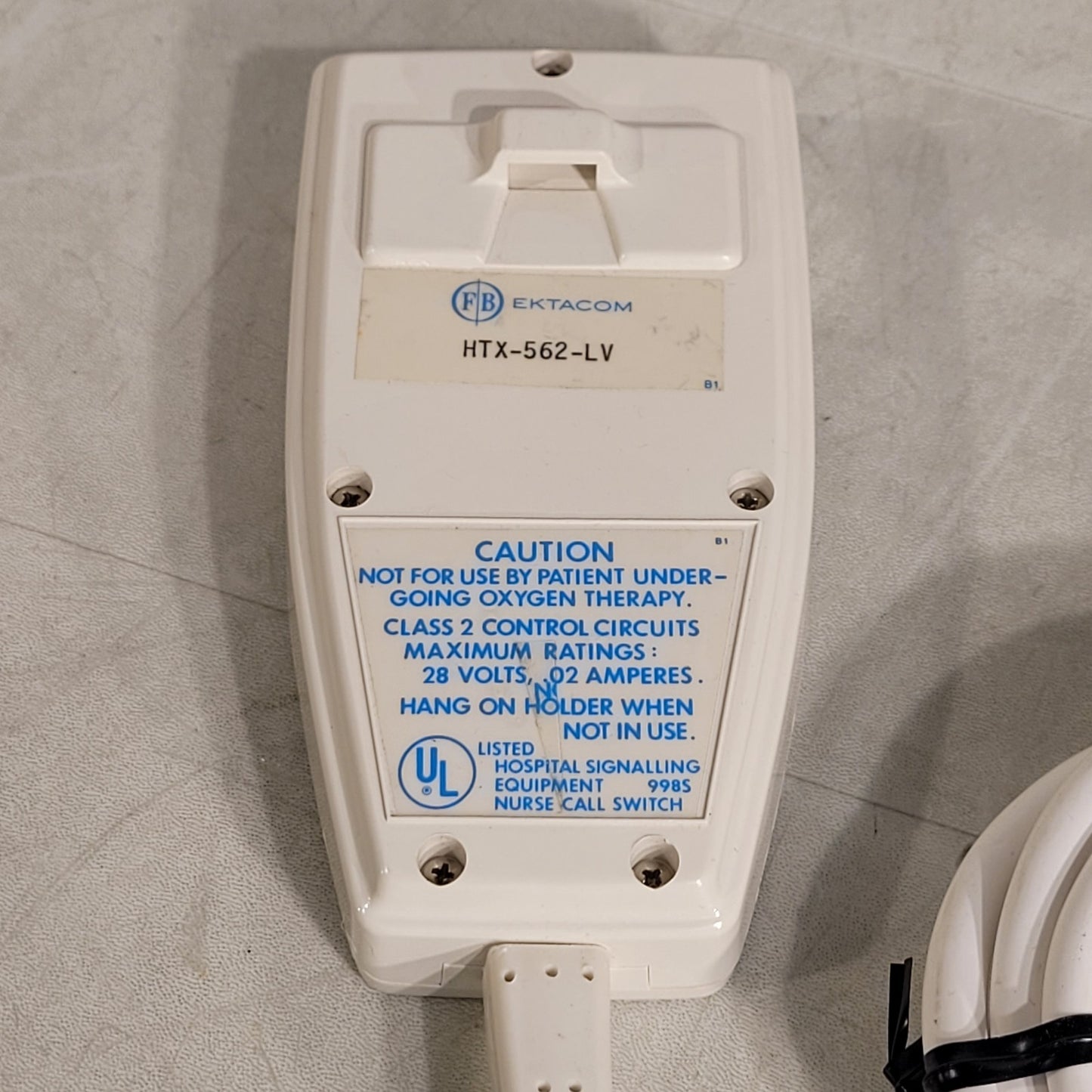 Fisher Berkeley HTX-562-LV Ektacom Nurse Call Switch TV Remote DA-15 Plug