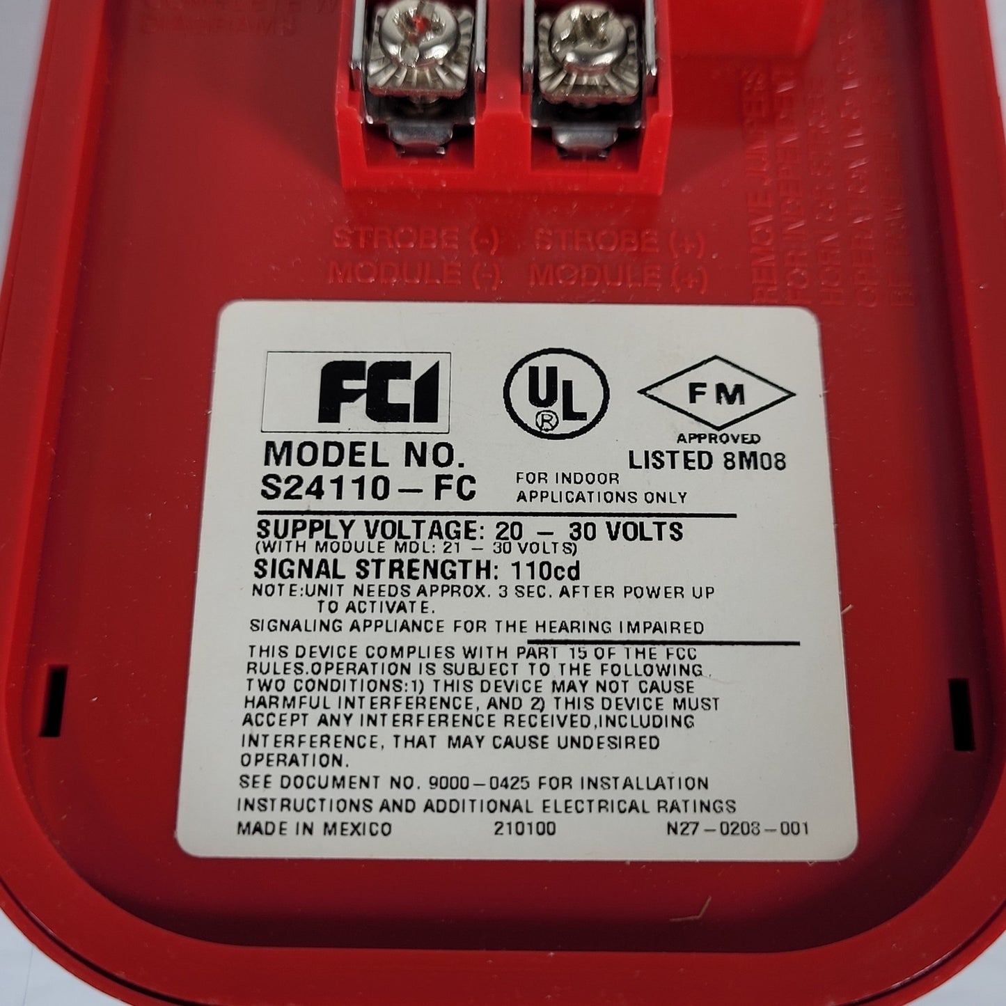 FCI Gamewell Spectralert S24110-FC Strobe 110cd 24V Red Wall Fire Honeywell