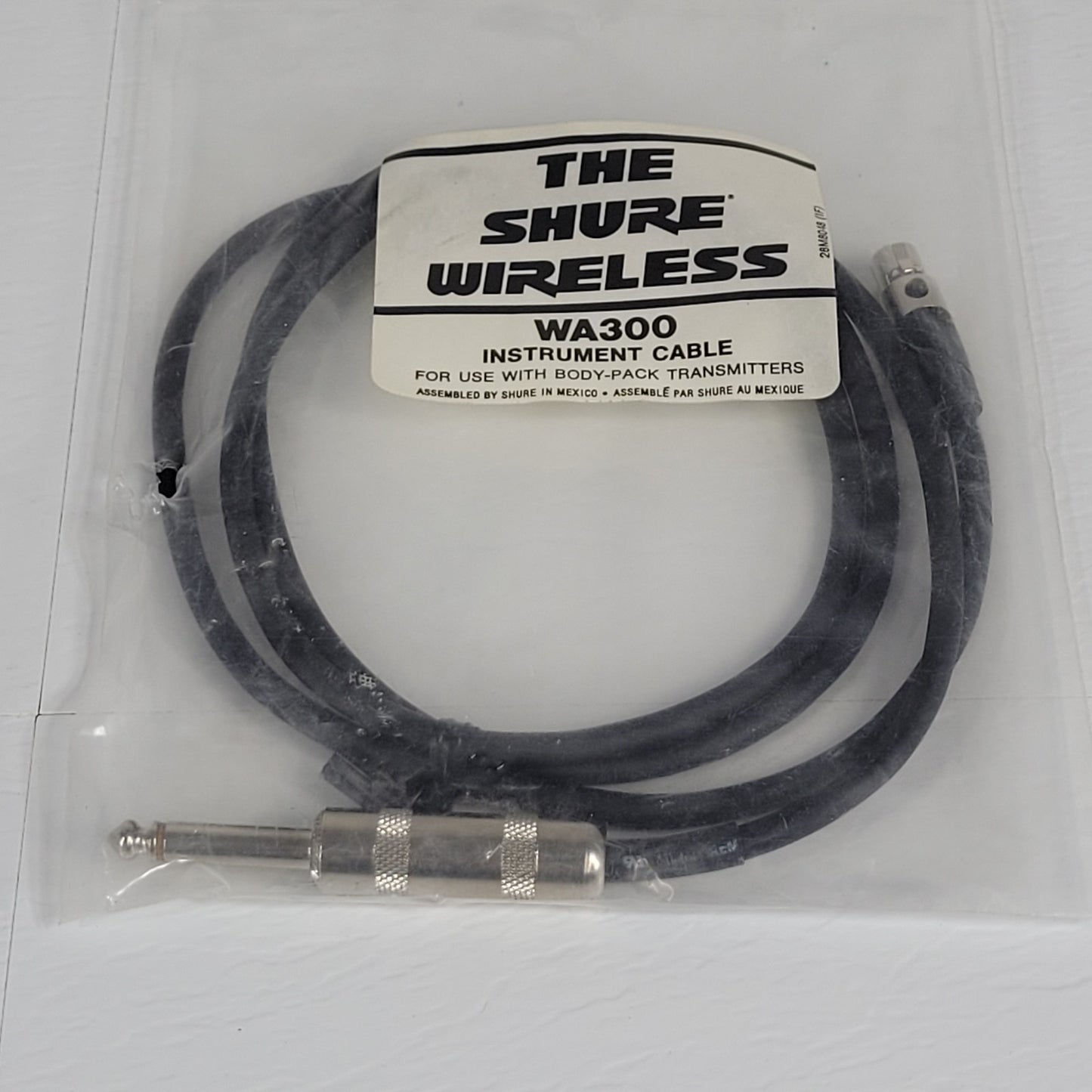 Shure Wireless WA300 Instrument Cable For Use With Body Unbalanced 1/4" to XLR