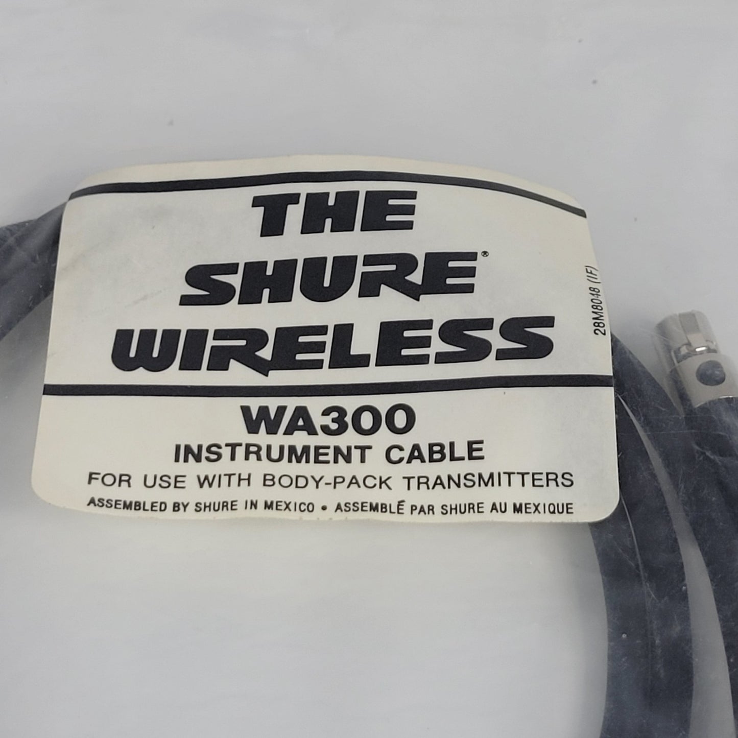 Shure Wireless WA300 Instrument Cable For Use With Body Unbalanced 1/4" to XLR