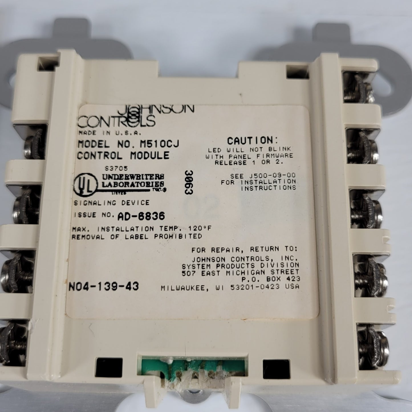 Johnson M510CJ Control Relay Module Fire Alarm Box