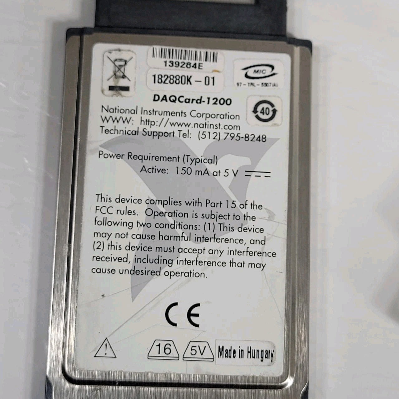 Guava Technologies 0684114 Circuit Board ASSY 0400-0040 REV F With DAQCard-1200