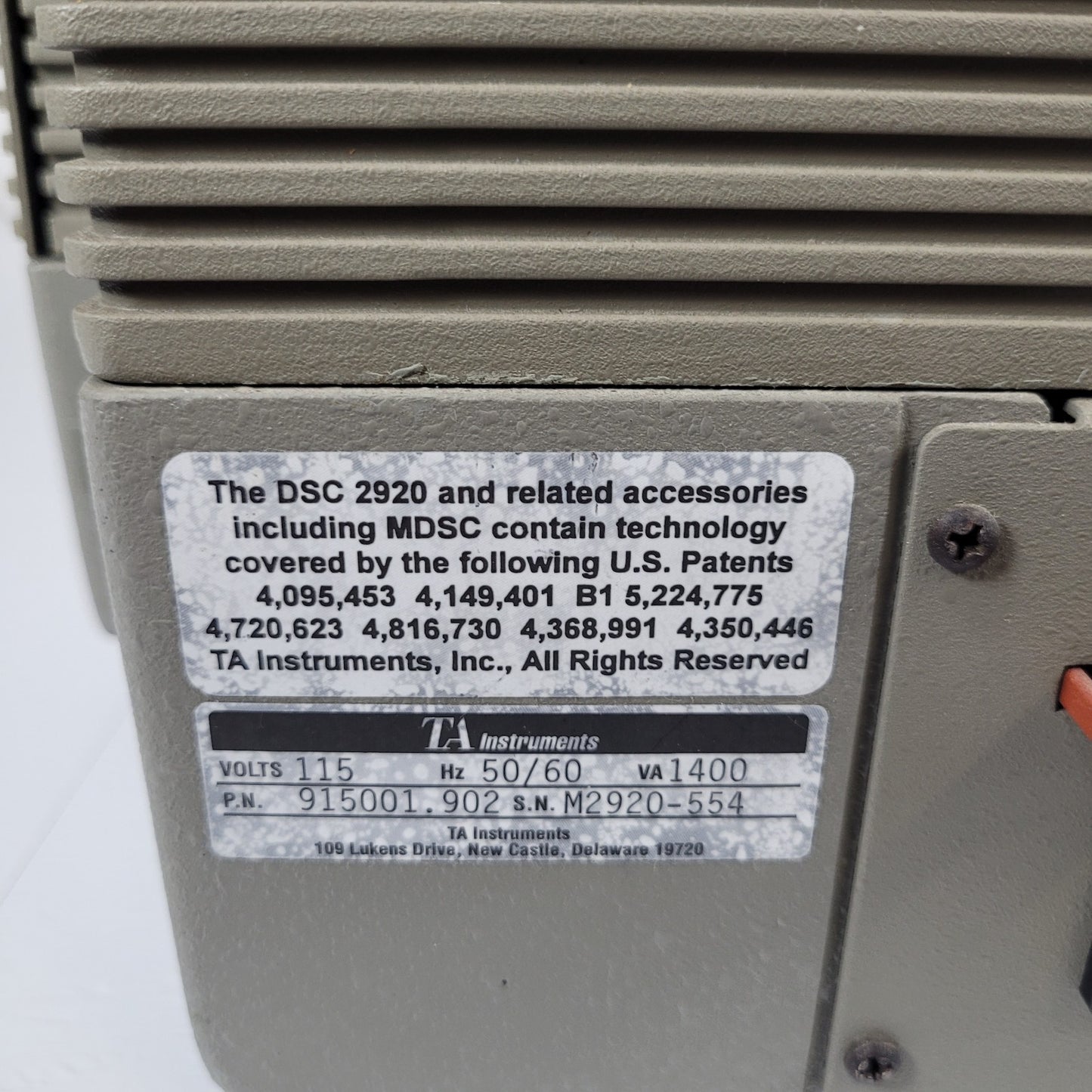 FOR PARTS TA Instruments 2920 Modulated DSC Heat Exchanger Thermal Analyst 2000