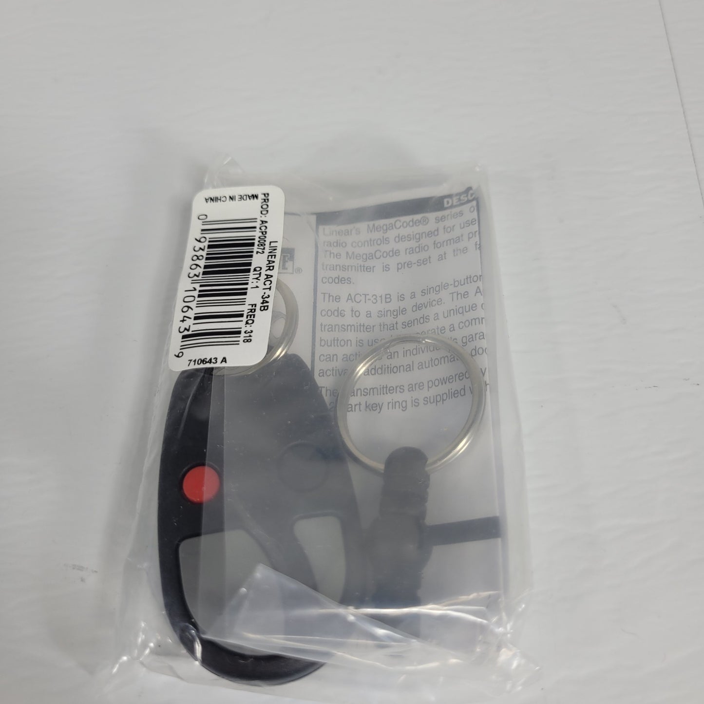 Keri Linear ACT-31B 4-Channel Block Coded Key Ring Transmitter Programable Fob