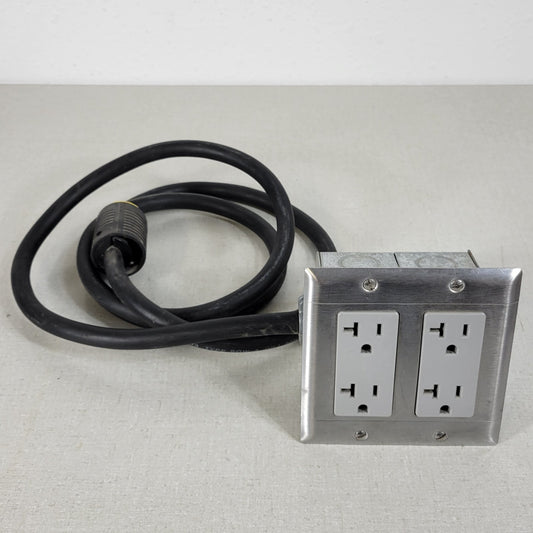 Built-In Double-Gang Work Bench Outlet Box for Mains 120v 20A 4-1/2' Cable