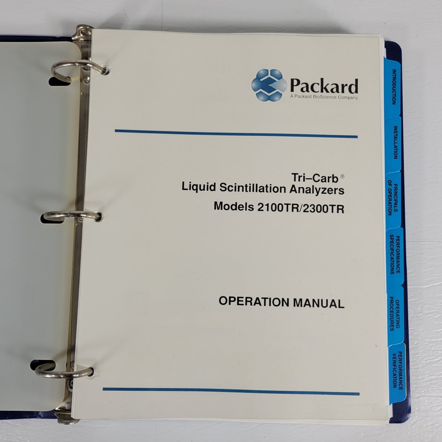 Packard Tri-Carb Liquid Scintillation Analyzer Operation Manual 2100TR/2300TR