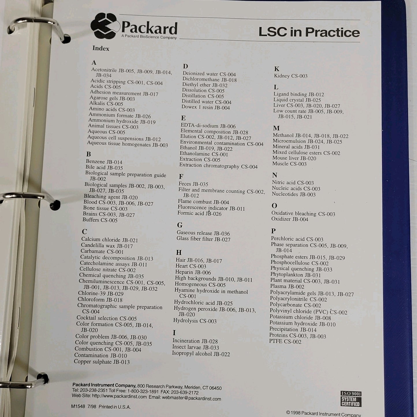 Packard Liquid Scintillation Counting LSC In Practice Binder & LSC Textbook