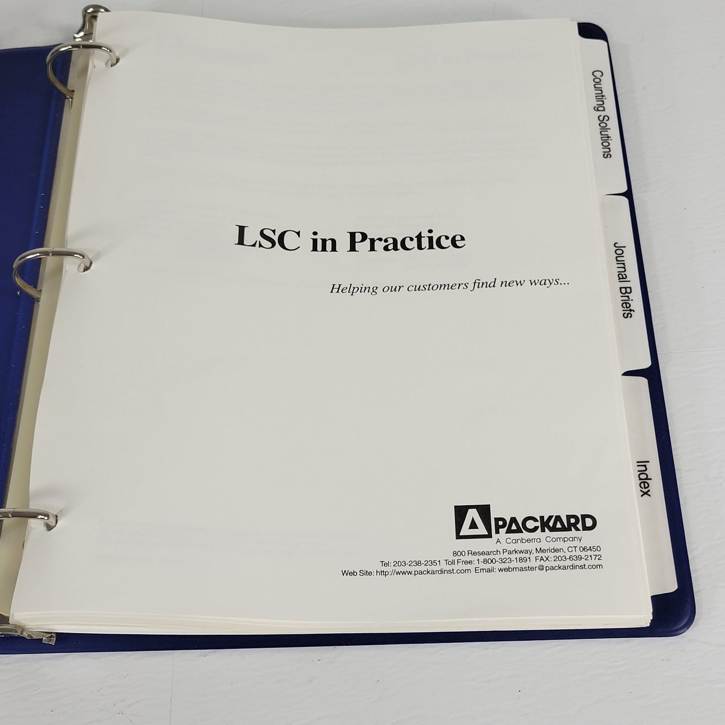 Packard Liquid Scintillation Counting LSC In Practice Binder & LSC Textbook