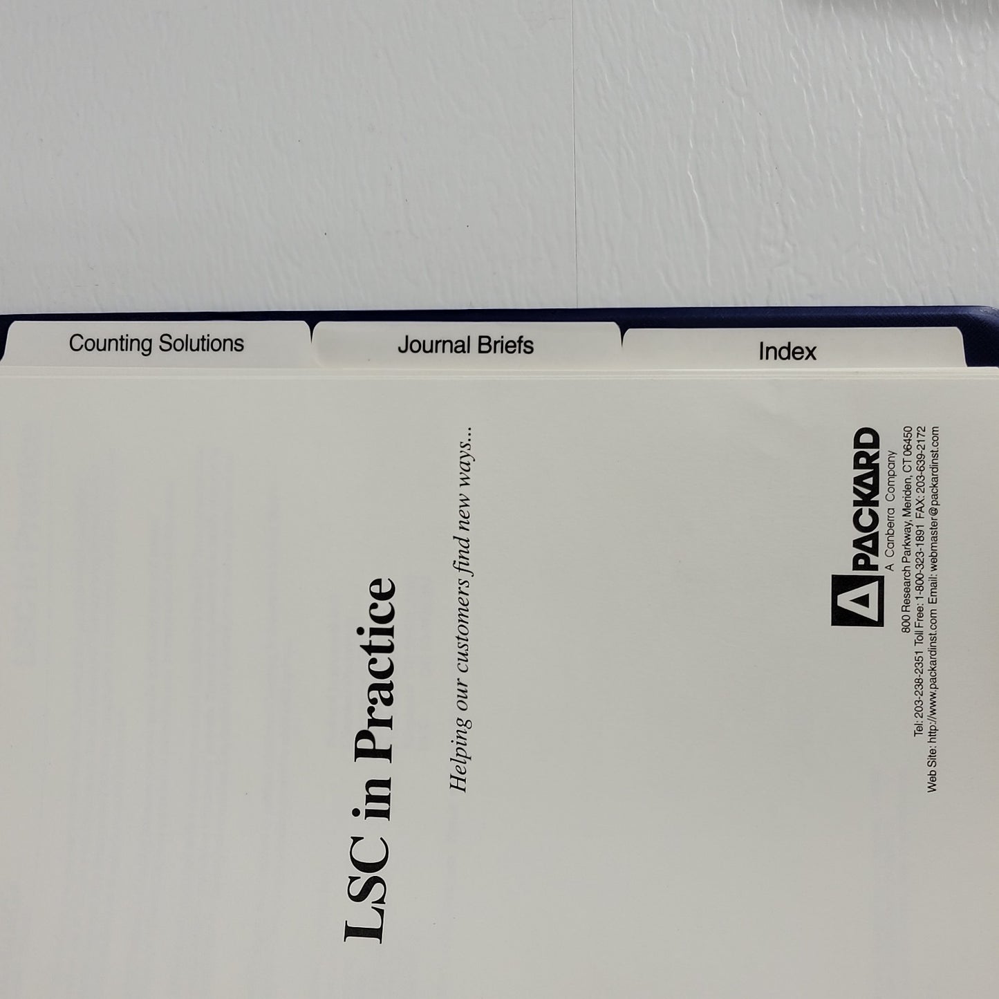Packard Liquid Scintillation Counting LSC In Practice Binder & LSC Textbook