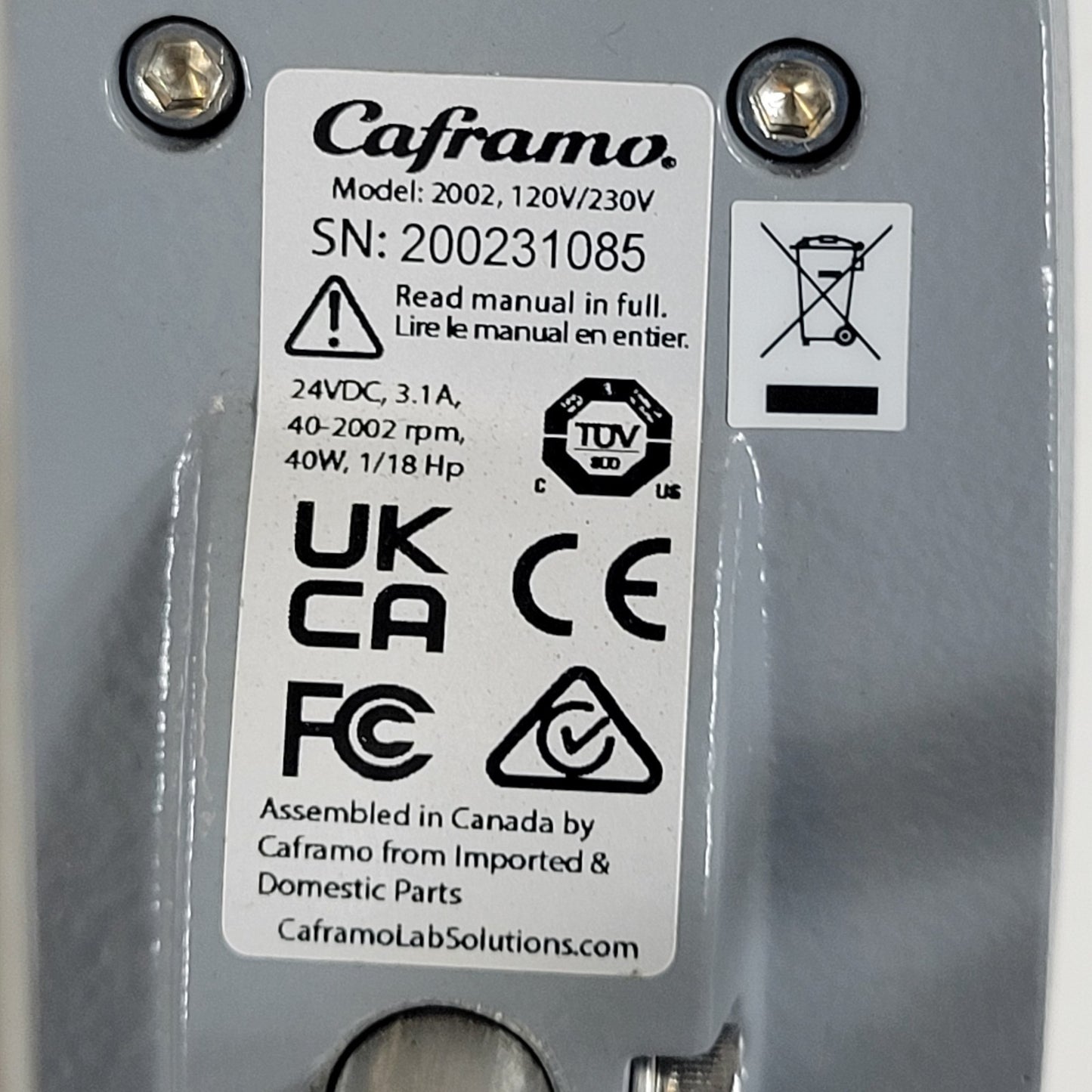 Caframo 2002 Digital Overhead Stirrer & Adjustable Mount 40-2002rpm Speed
