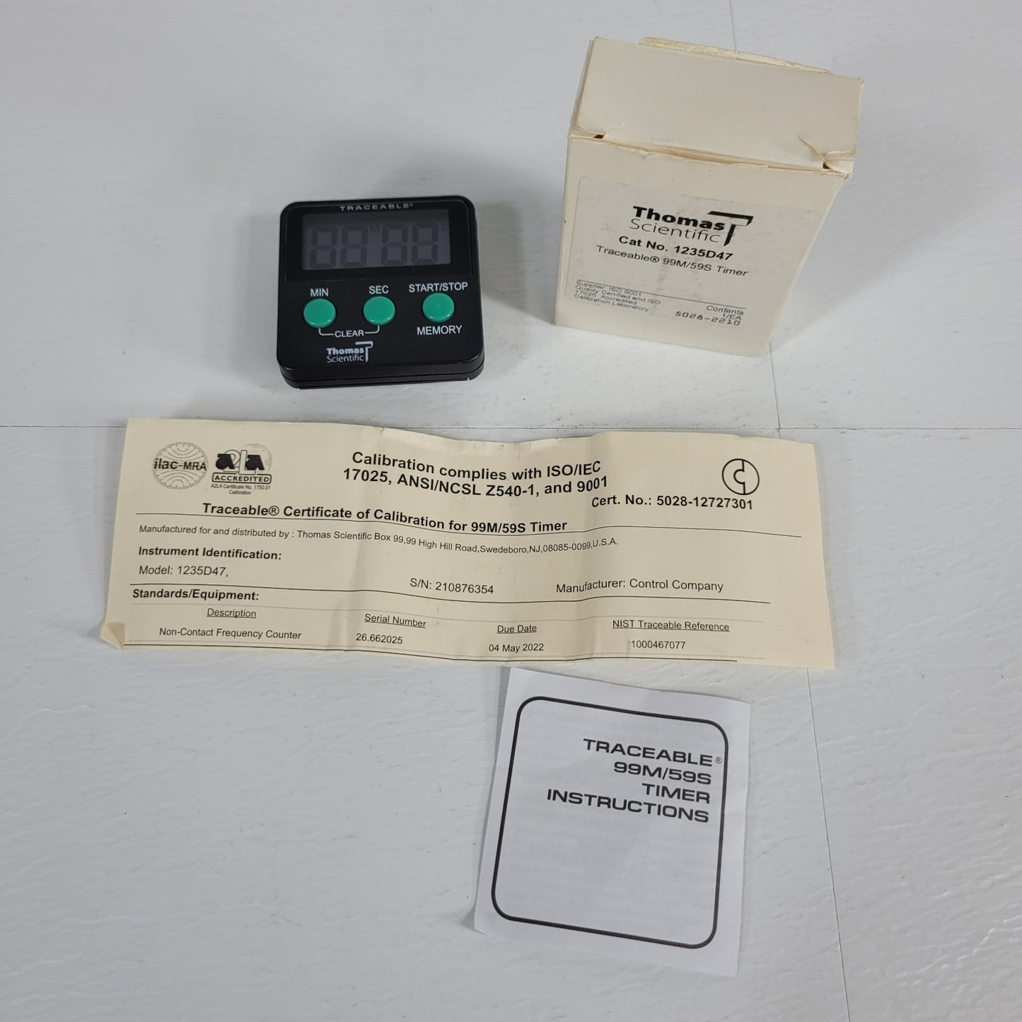 Thomas Scientific Traceable 99M/59S Laboratory Stopwatch Timer Device 1235D47