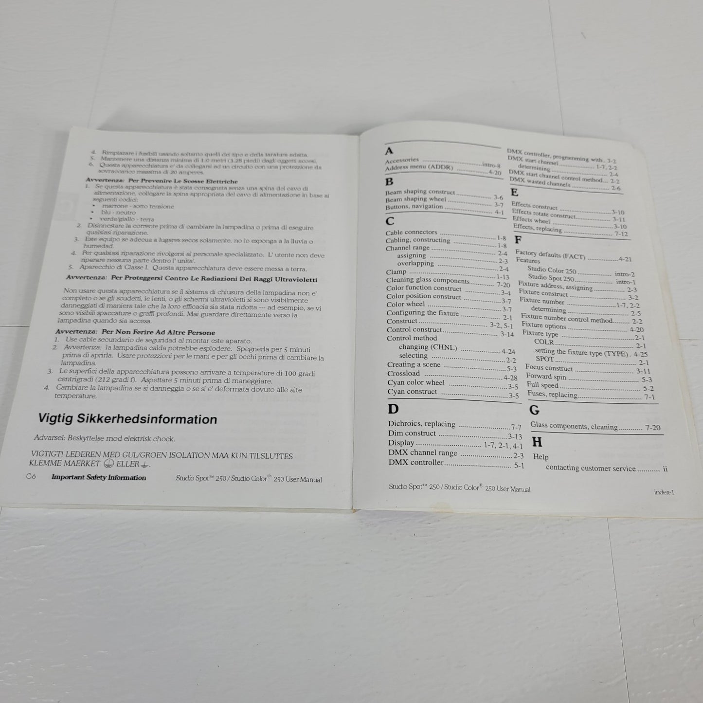 ETC LR Lightwave Research High End Systems Studio 250 Series User Manual