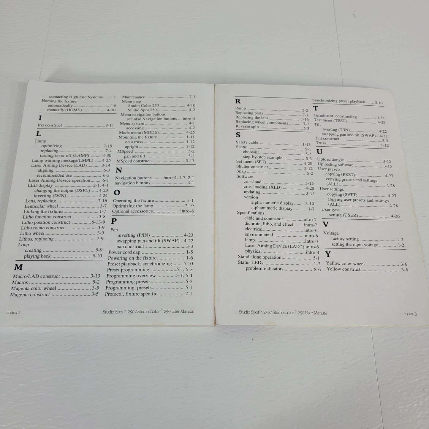 ETC LR Lightwave Research High End Systems Studio 250 Series User Manual