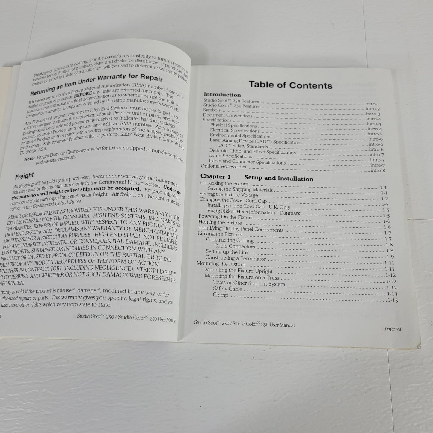 ETC LR Lightwave Research High End Systems Studio 250 Series User Manual