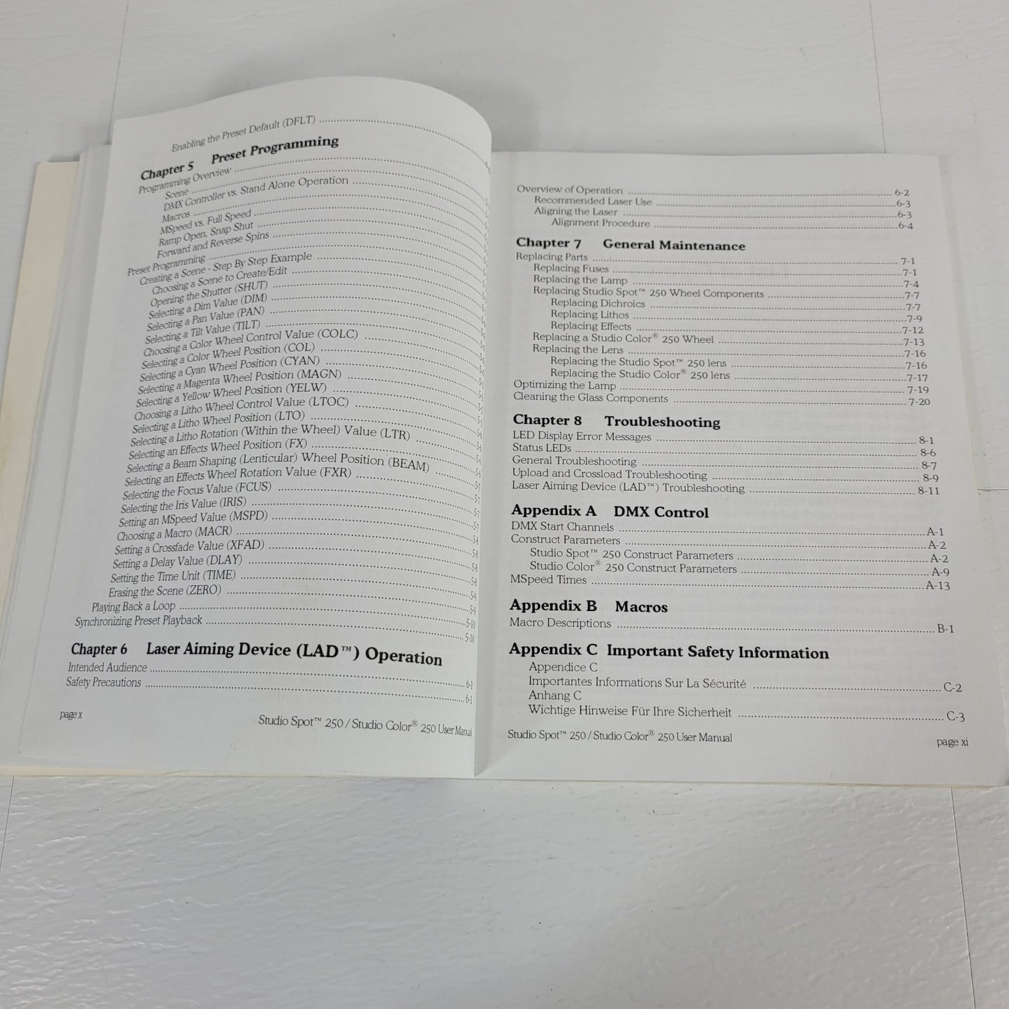ETC LR Lightwave Research High End Systems Studio 250 Series User Manual