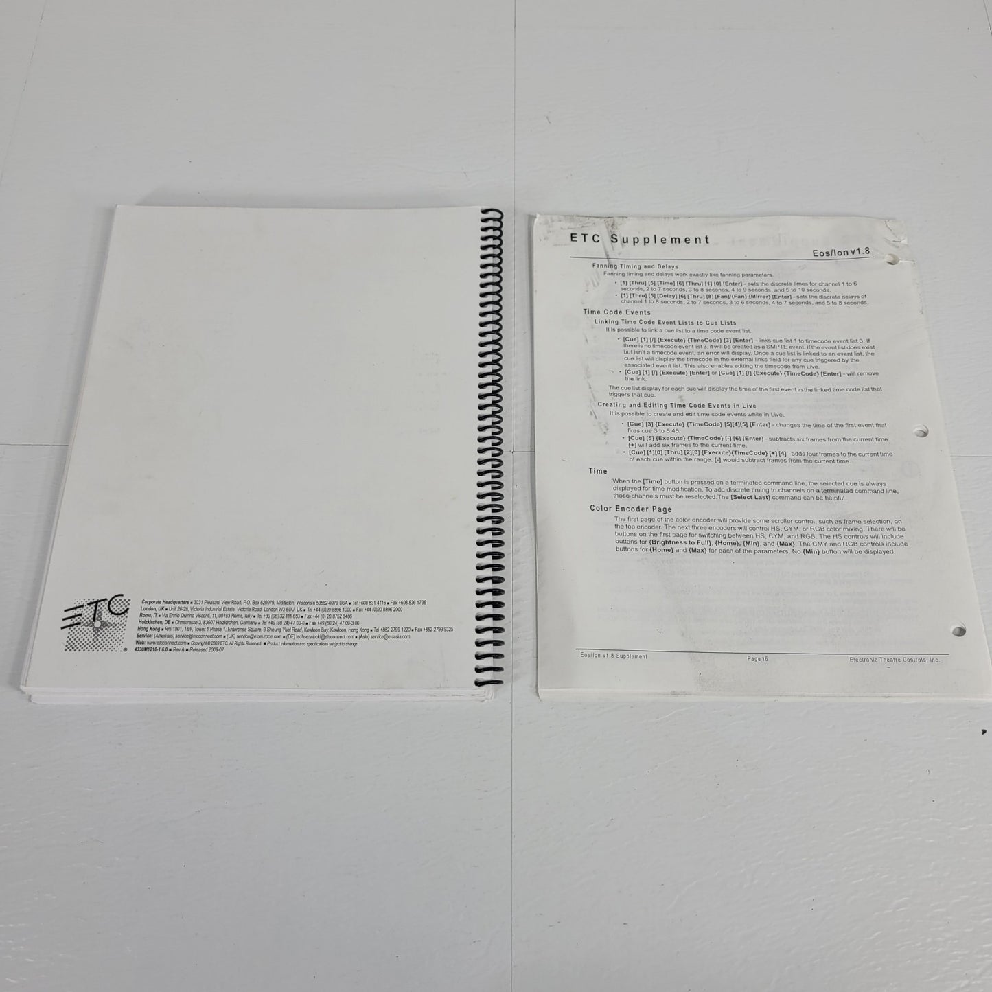 ETC Element Light Board User Manual Version 1.6 and Eos Family Supplement Packet