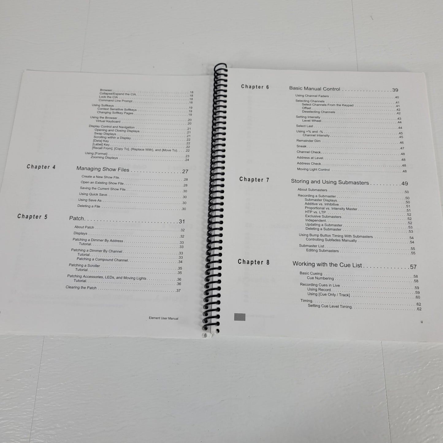 ETC Element Light Board User Manual Version 1.6 and Eos Family Supplement Packet
