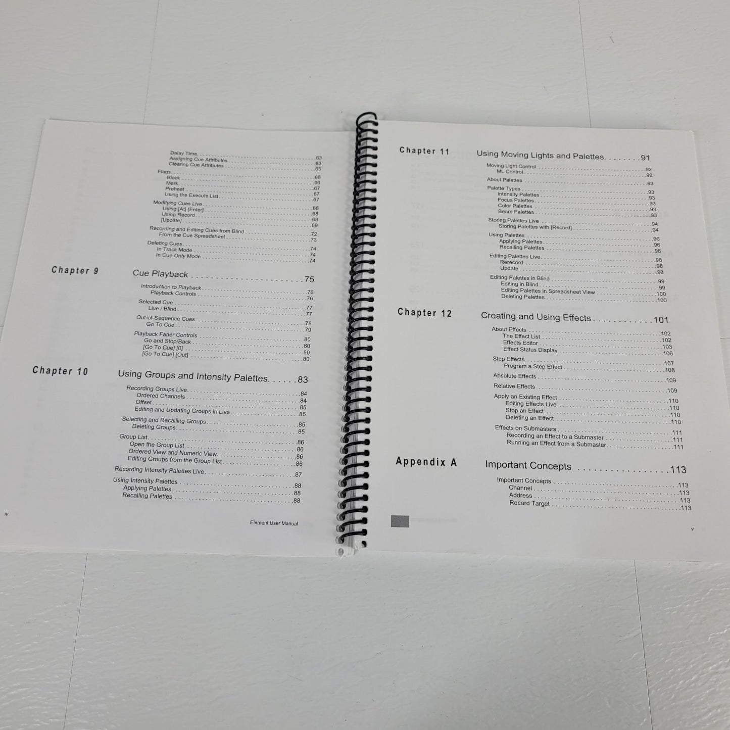 ETC Element Light Board User Manual Version 1.6 and Eos Family Supplement Packet