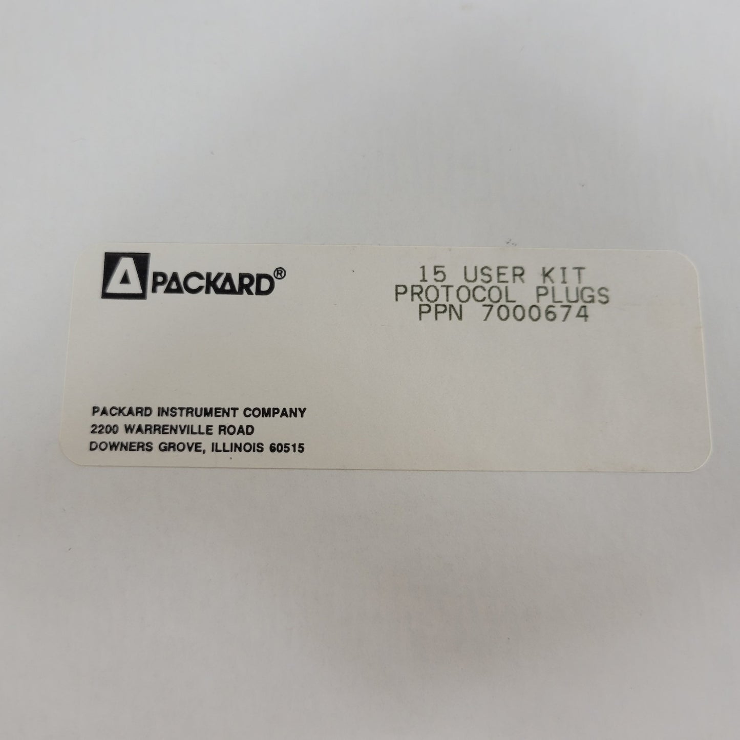 Packard Tri-Carb 15 User Kit Protocol Plugs 7000674 Rack Inserts/Sample Holders